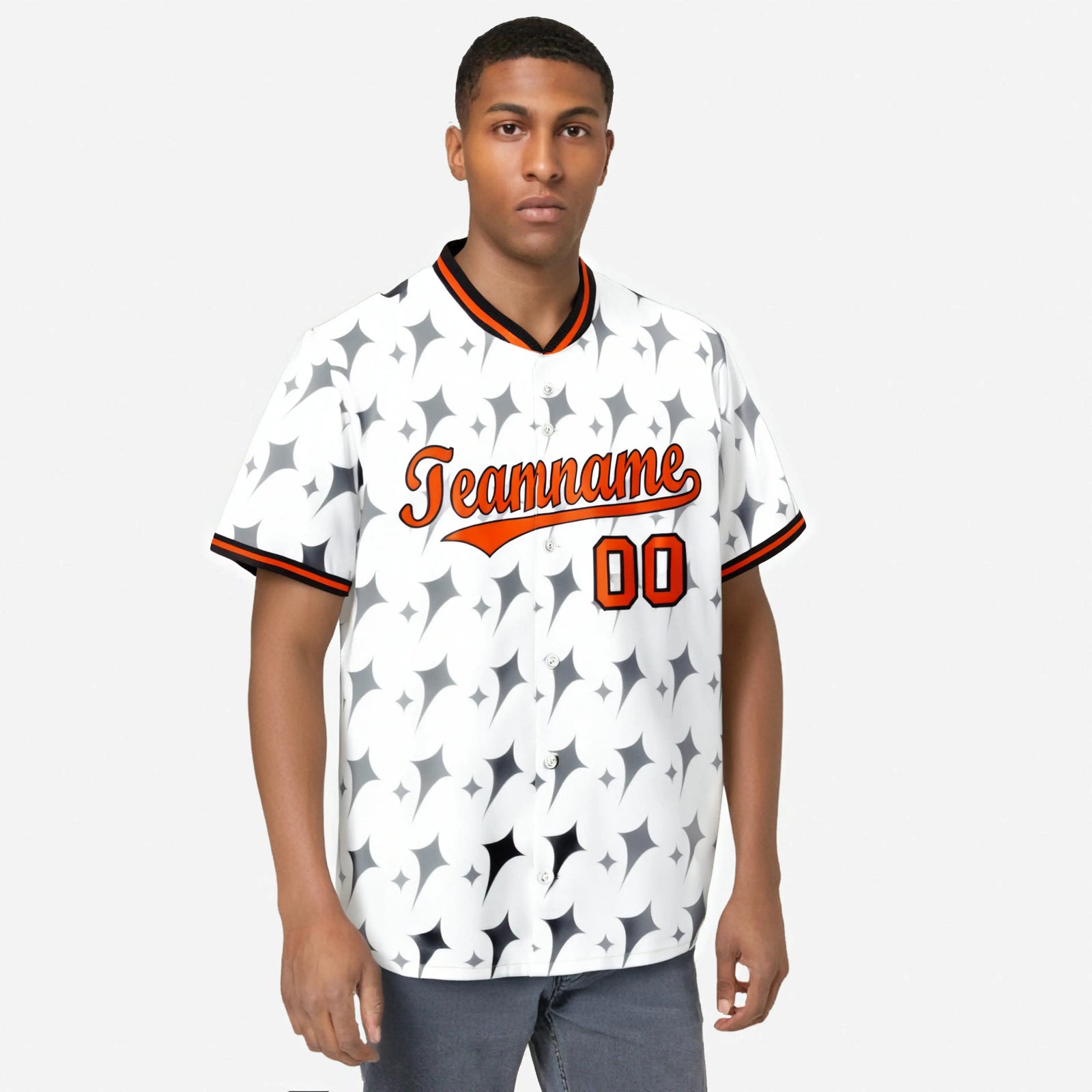 Custom White Orange Black Authentic Four Pointed Baseball Jersey