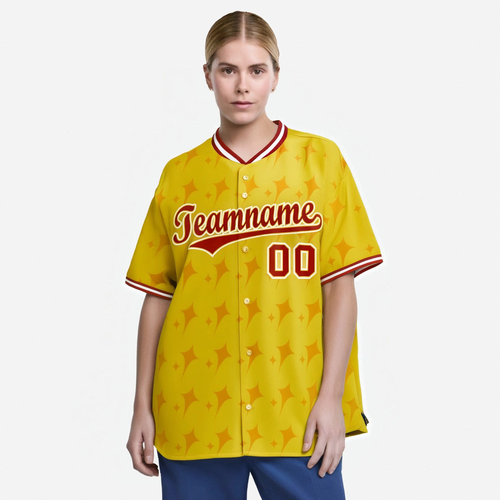 Custom Gold Red White Authentic Four Pointed Baseball Jersey
