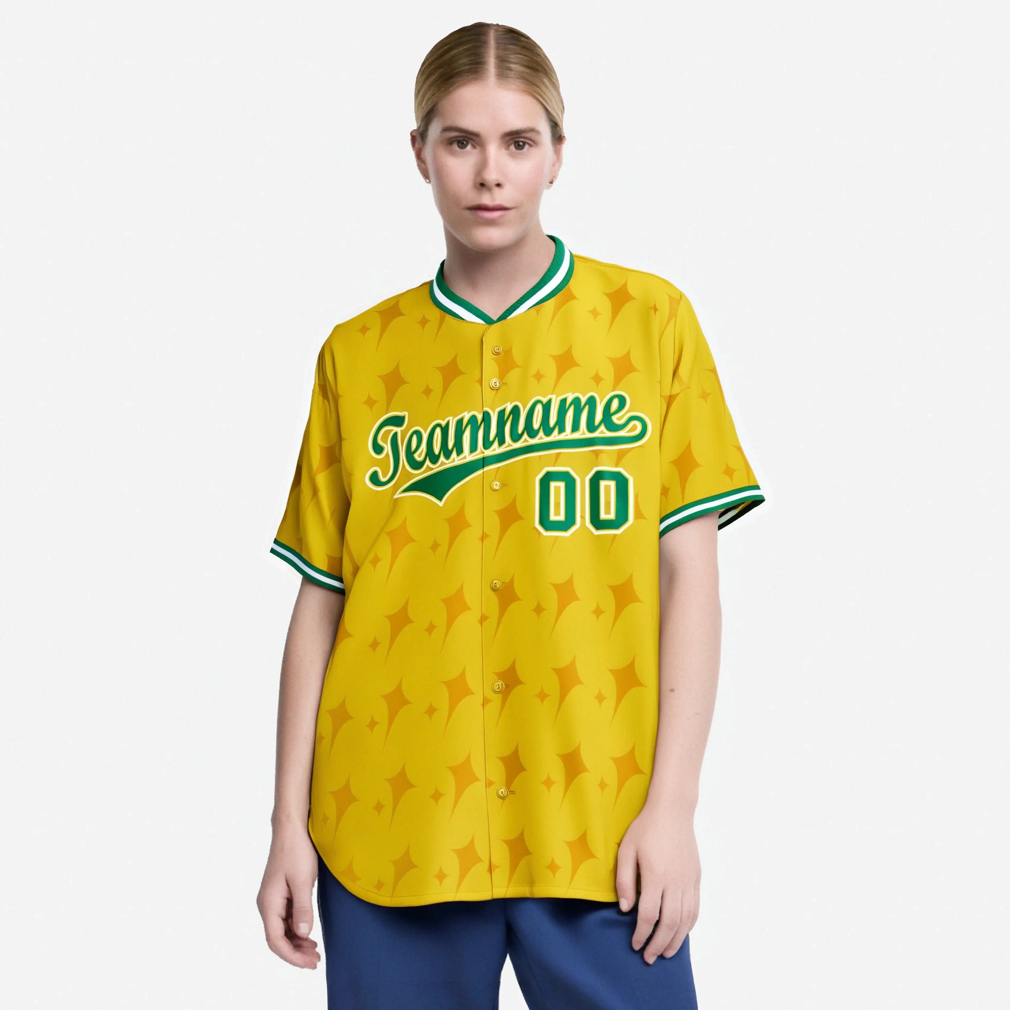 Custom Gold Kelly Green White Authentic Four Pointed Baseball Jersey