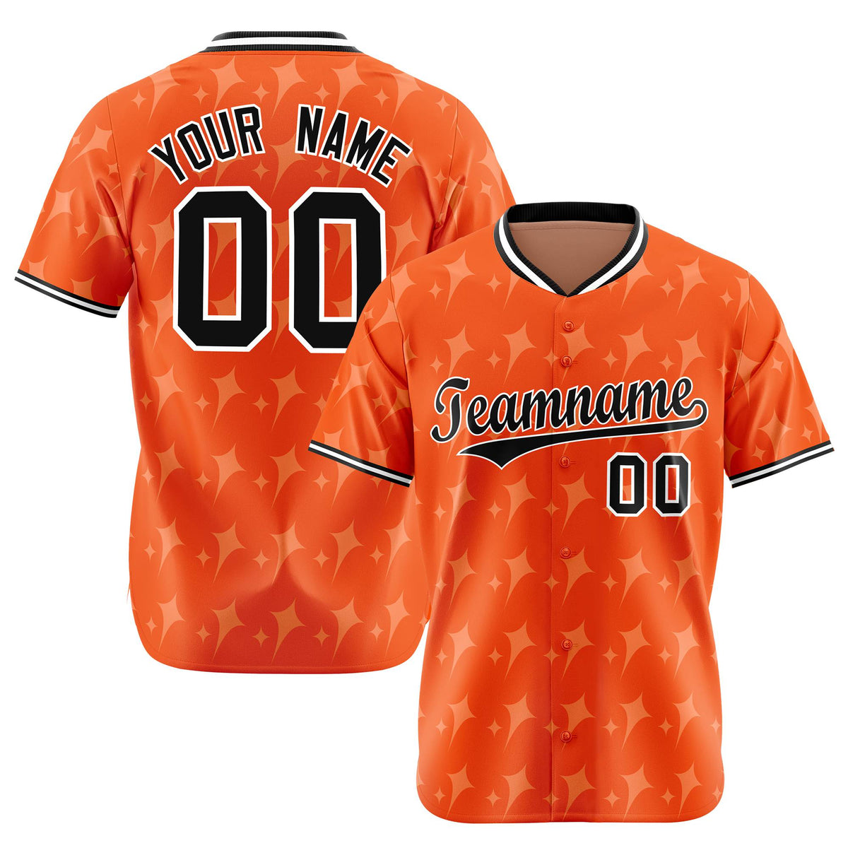 Custom Orange Black White Authentic Four Pointed Baseball Jersey