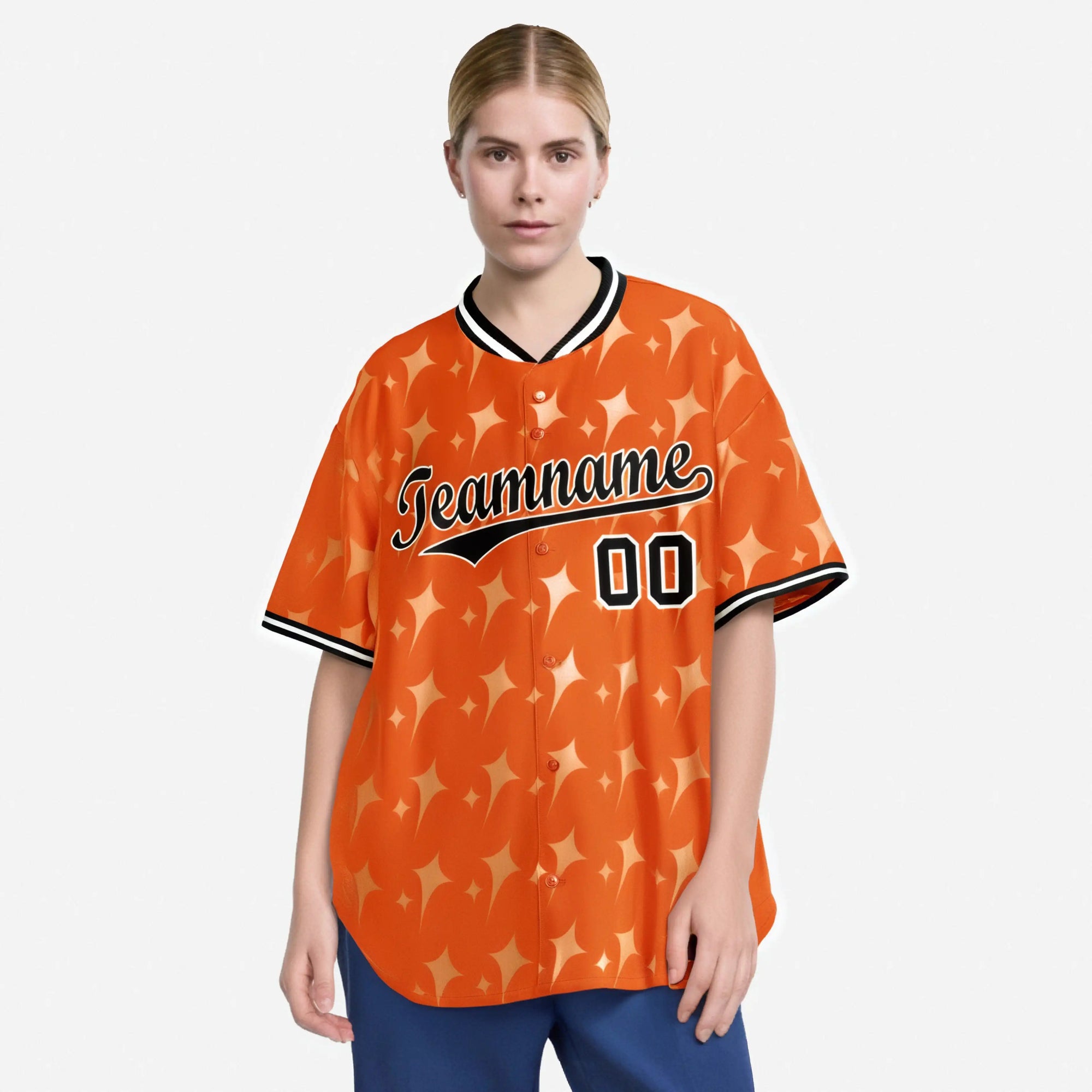 Custom Orange Black White Authentic Four Pointed Baseball Jersey