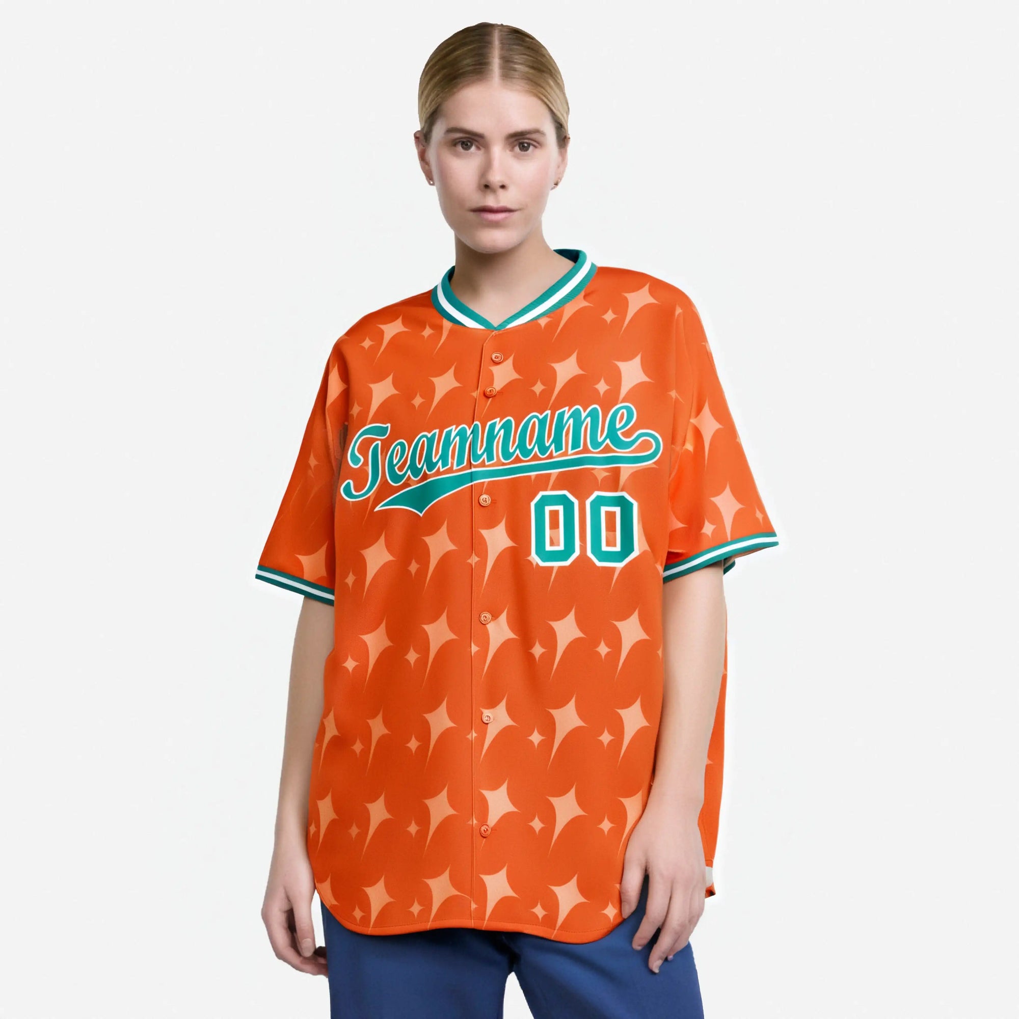 Custom Orange Aqua White Authentic Four Pointed Baseball Jersey