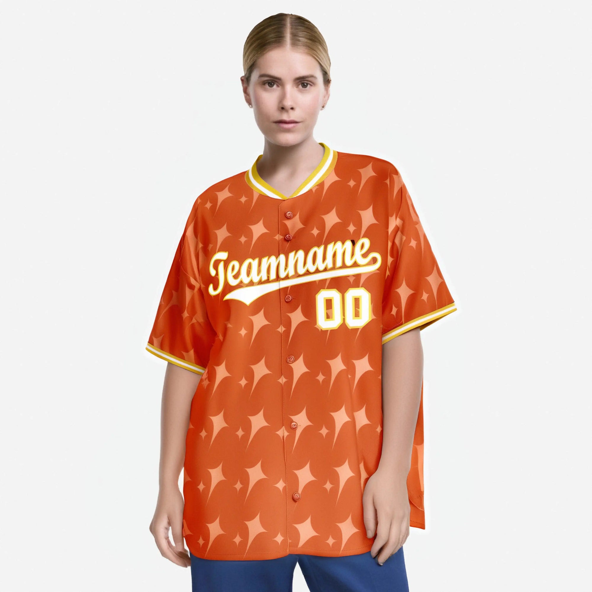 Custom Orange White Gold Authentic Four Pointed Baseball Jersey