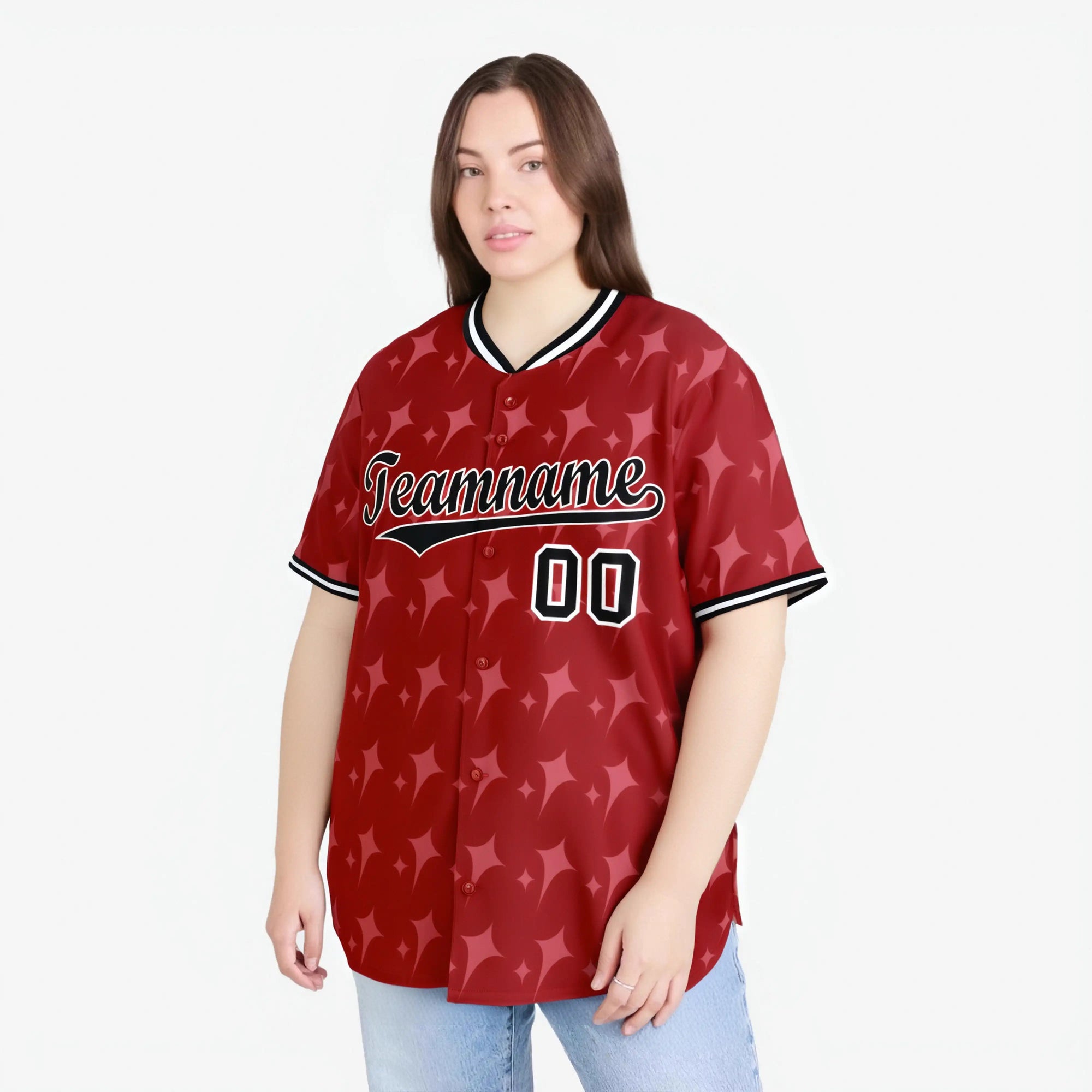 Custom Red Black White Authentic Four Pointed Baseball Jersey