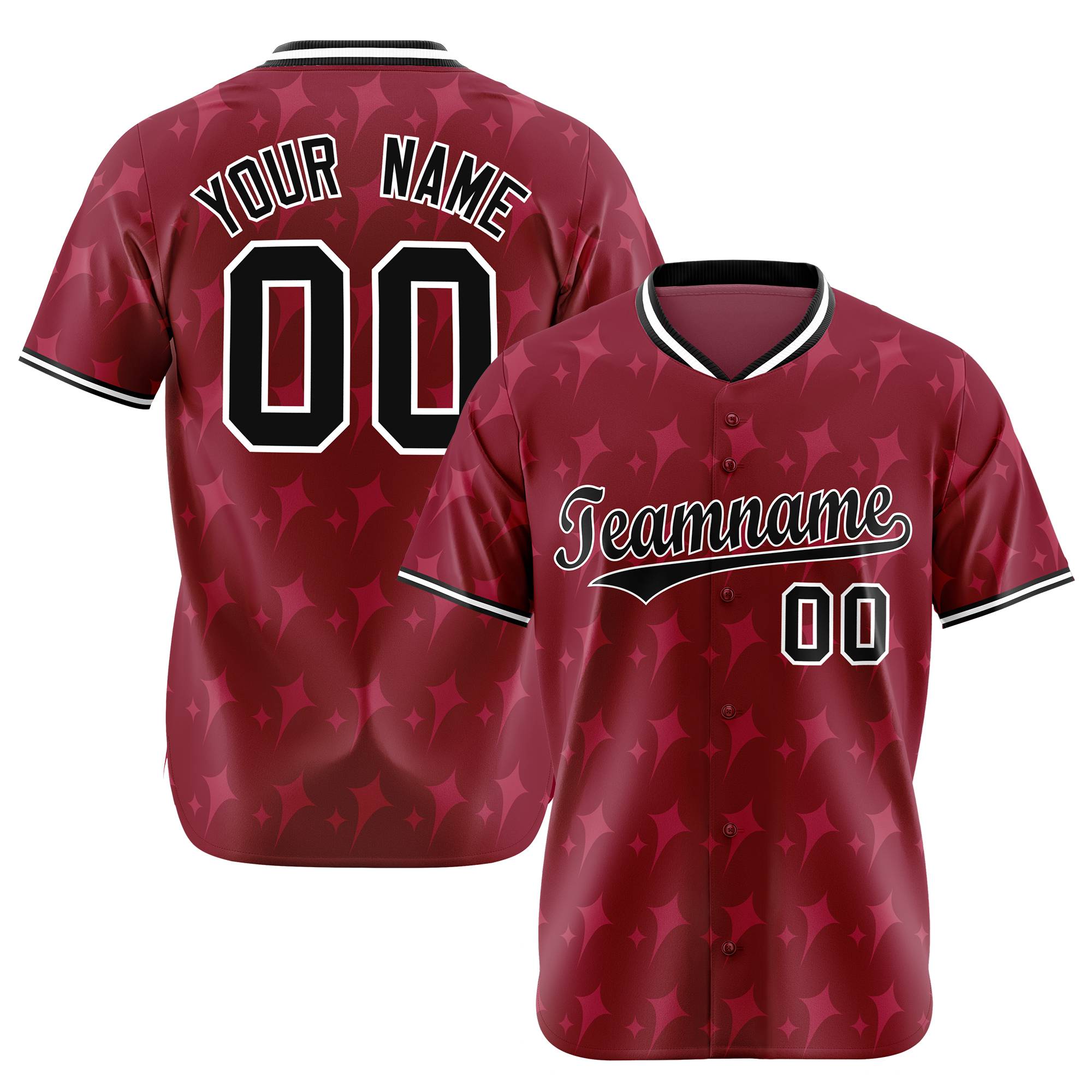 Custom Crimson Black White Authentic Four Pointed Baseball Jersey