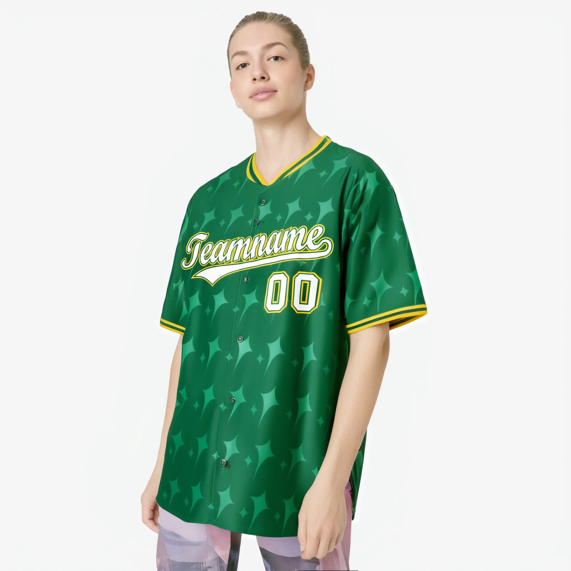 Custom Kelly Green White Gold Authentic Four Pointed Baseball Jersey