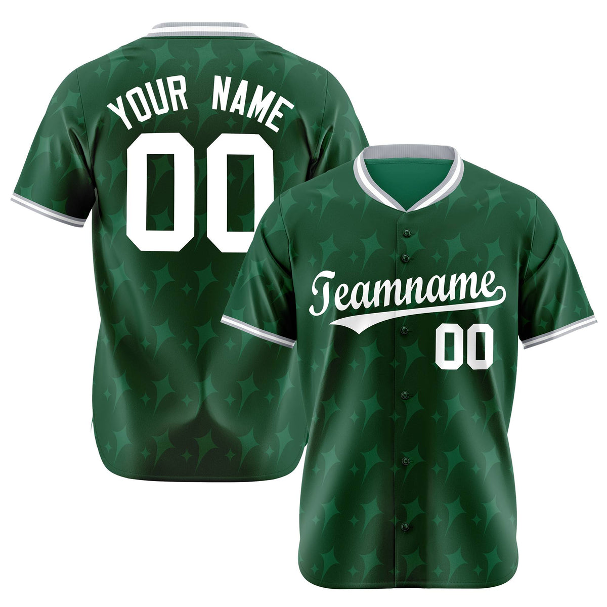 Custom Green White Gray Authentic Four Pointed Baseball Jersey