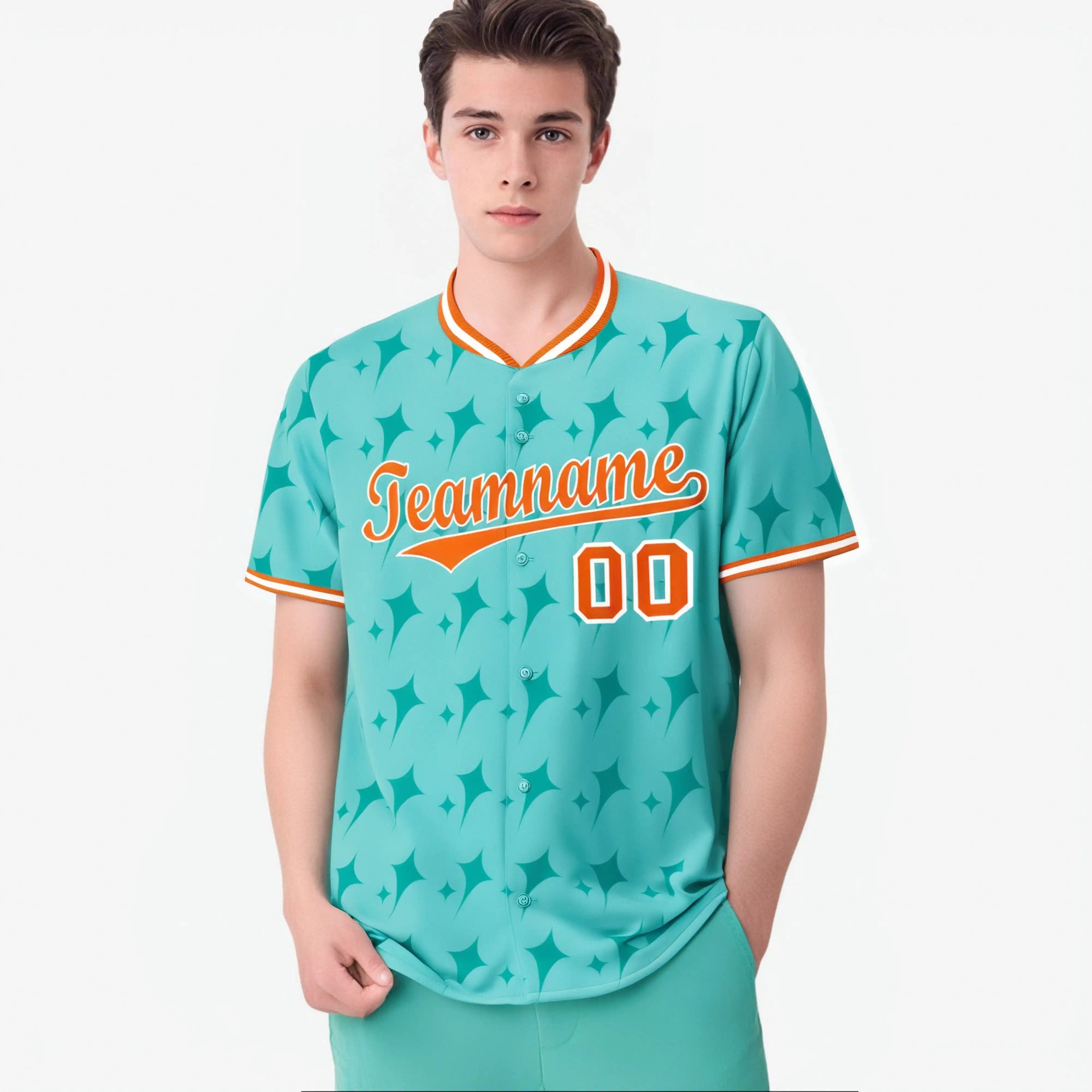 Custom Bright Green Orange White Authentic Four Pointed Baseball Jersey