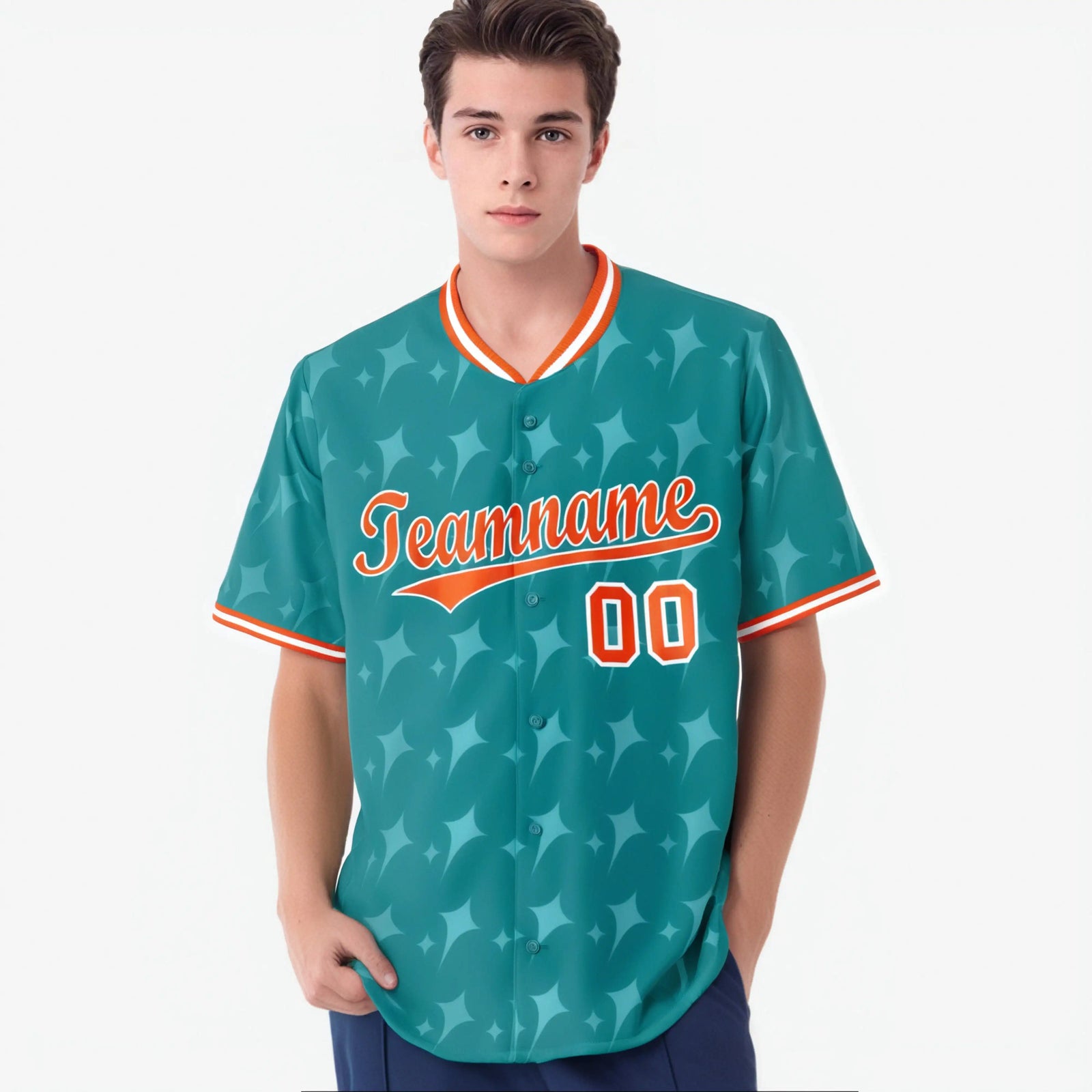 Custom Aqua Orange White Authentic Four Pointed Baseball Jersey