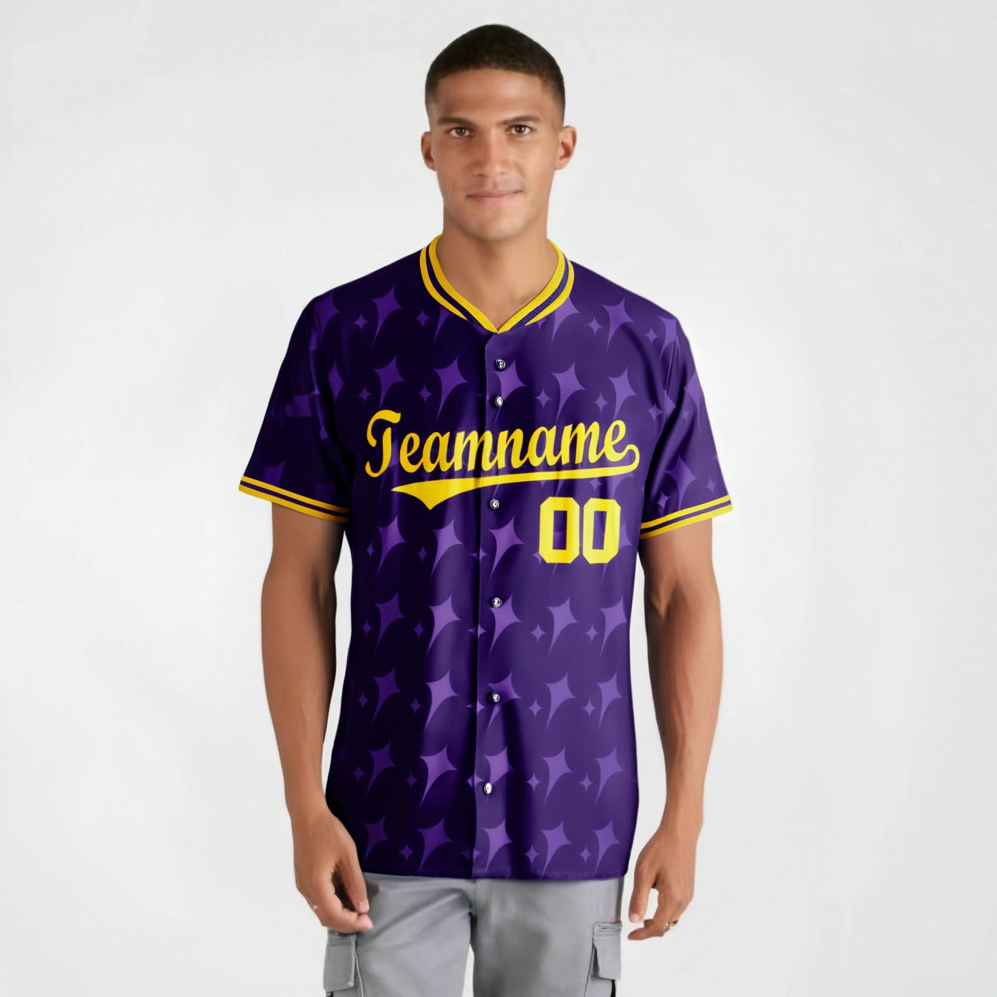 Custom Purple Gold Authentic Four Pointed Baseball Jersey