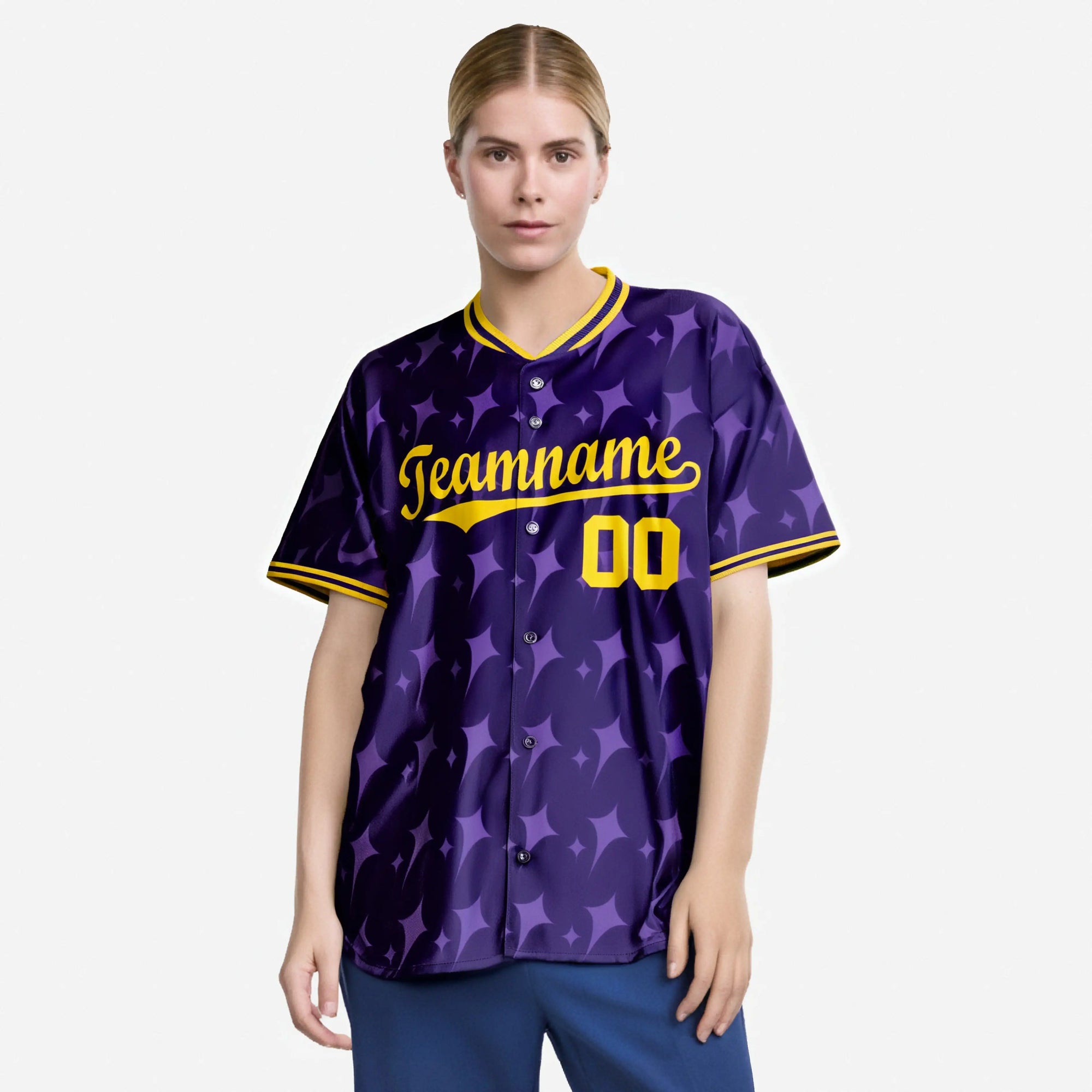 Custom Purple Gold Authentic Four Pointed Baseball Jersey