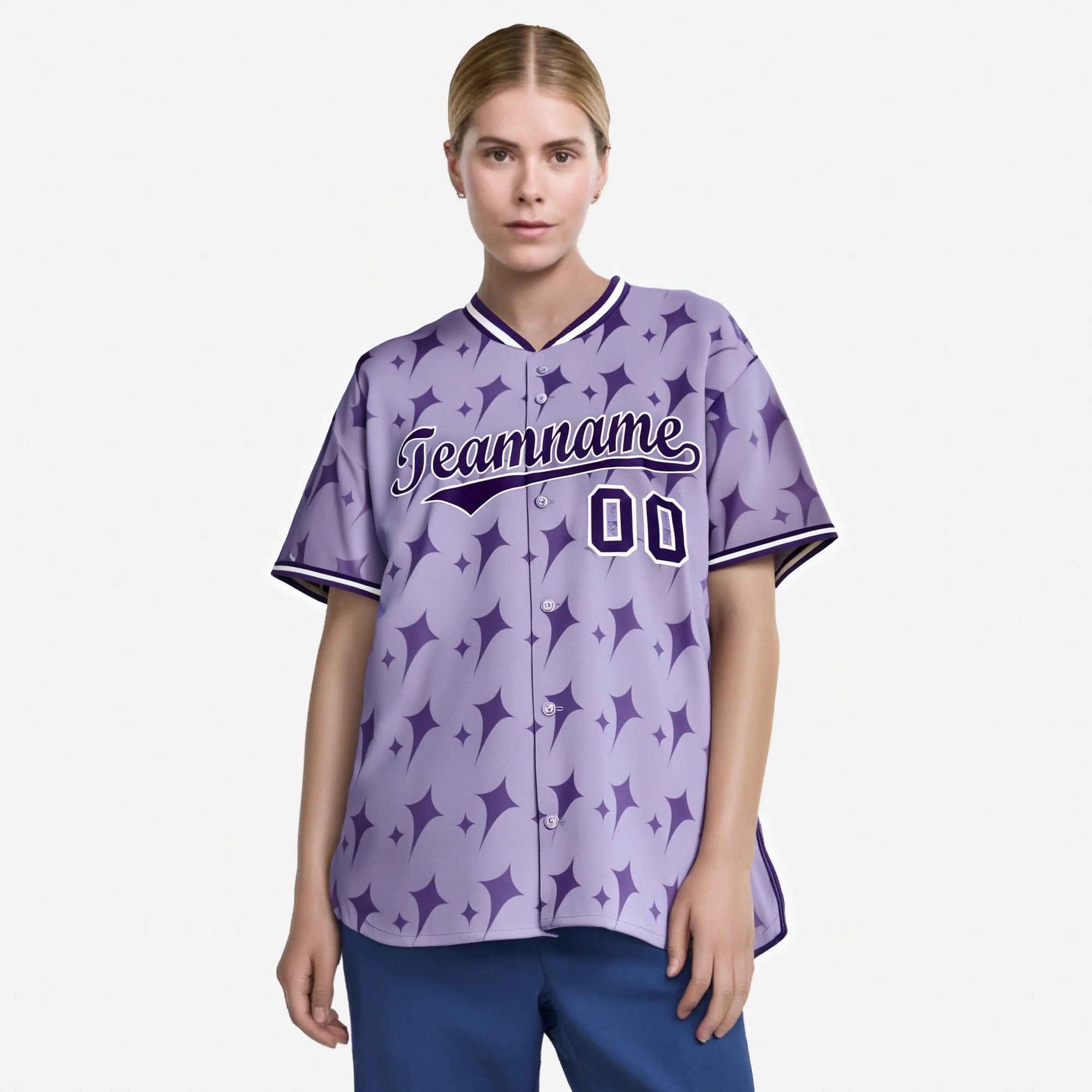 Custom Light Purple White Authentic Four Pointed Baseball Jersey