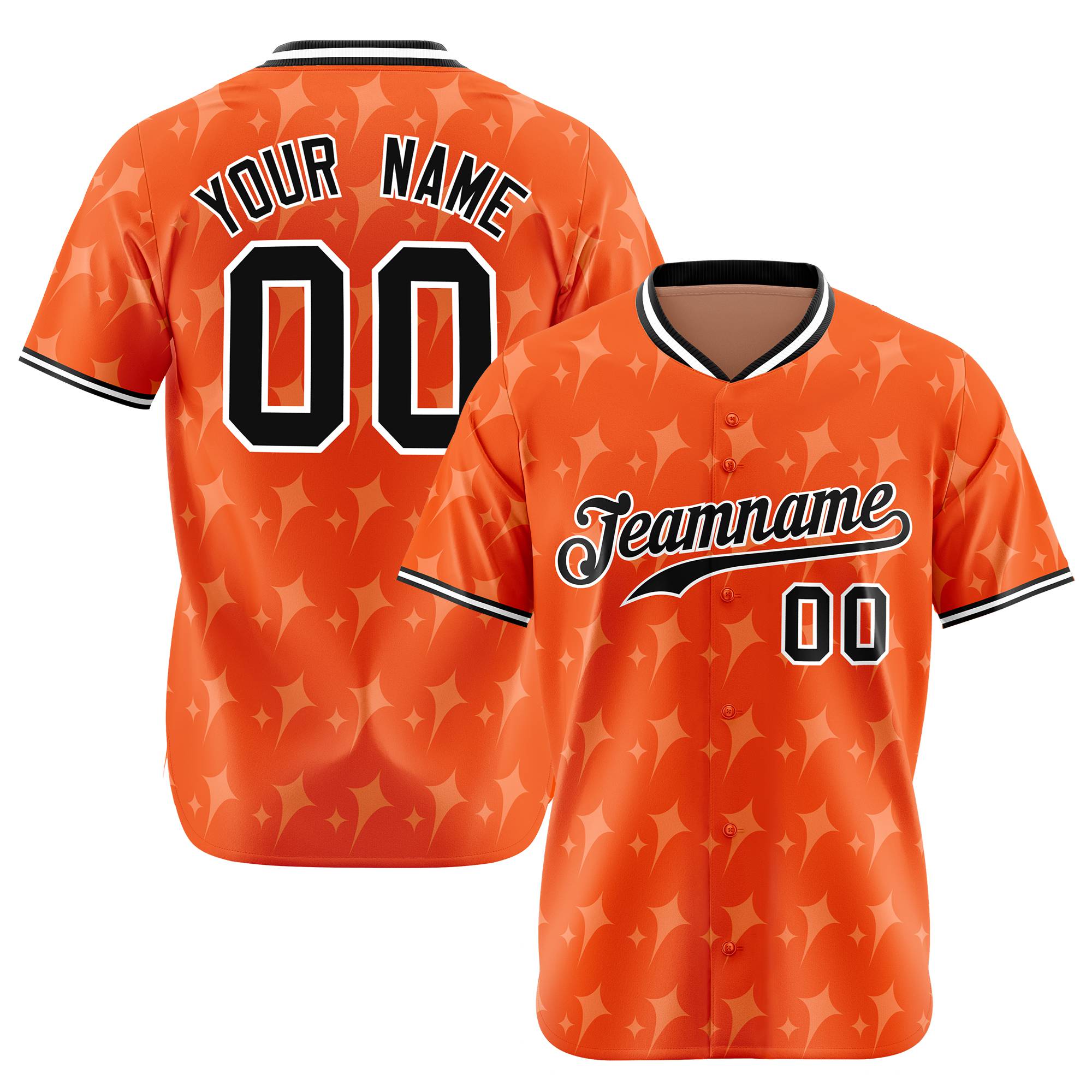 Custom Orange Black White Authentic Four Pointed Baseball Jersey