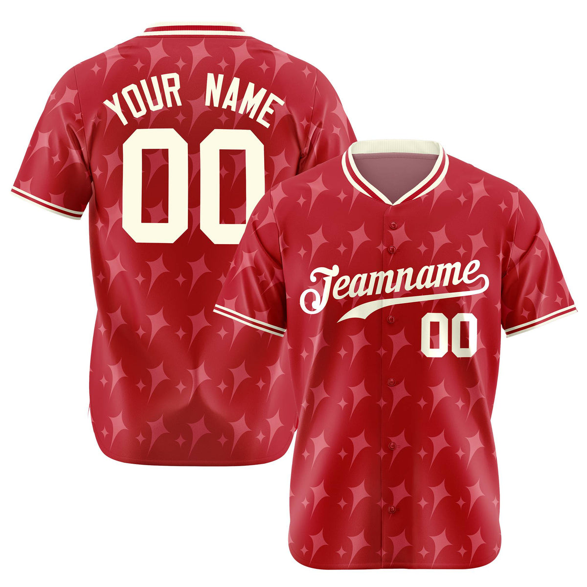 Custom Red Cream Authentic Four Pointed Baseball Jersey