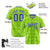 Custom Neon Green Royal Blue White Authentic Four Pointed Baseball Jersey