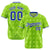 Custom Neon Green Royal Blue White Authentic Four Pointed Baseball Jersey