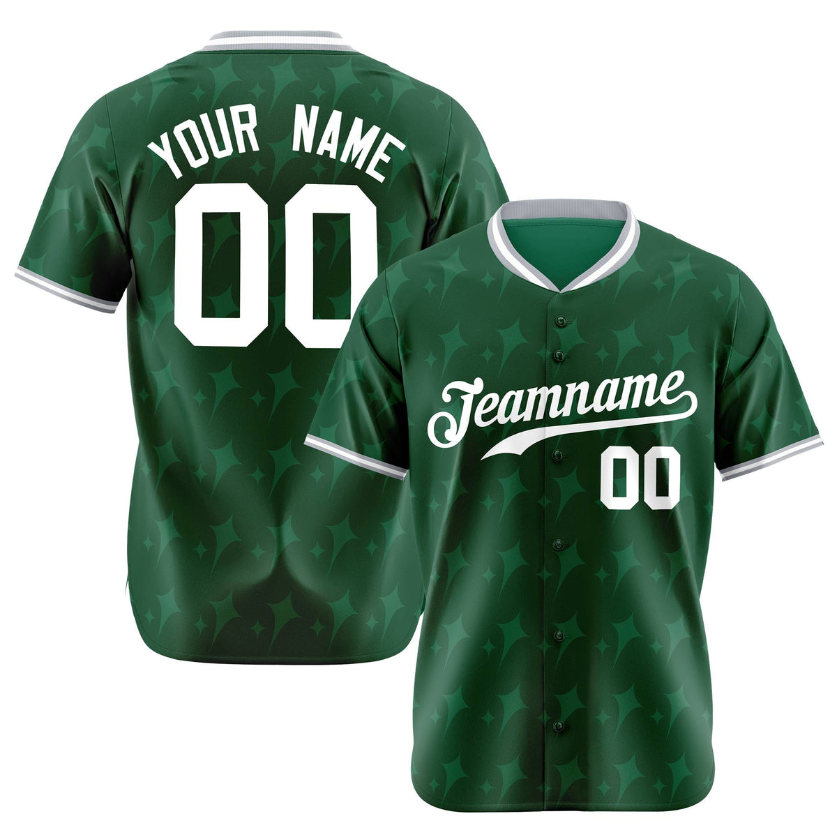 Custom Green White Gray Authentic Four Pointed Baseball Jersey