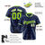 Custom Navy Neon Green White Authentic Four Pointed Baseball Jersey