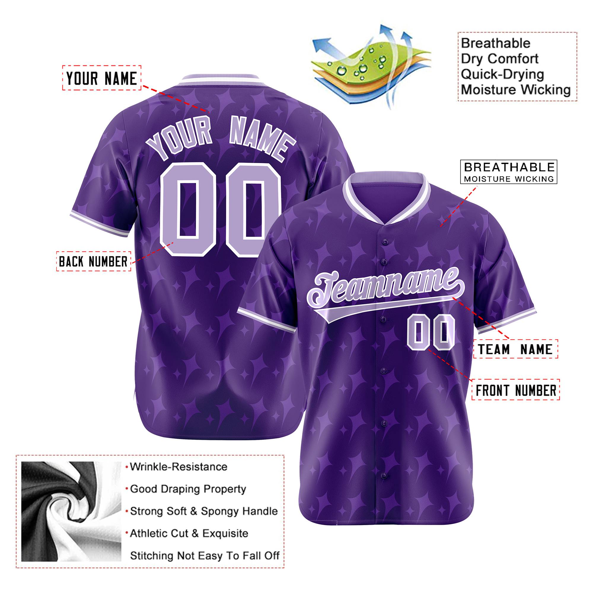 Custom Purple White Authentic Four Pointed Baseball Jersey