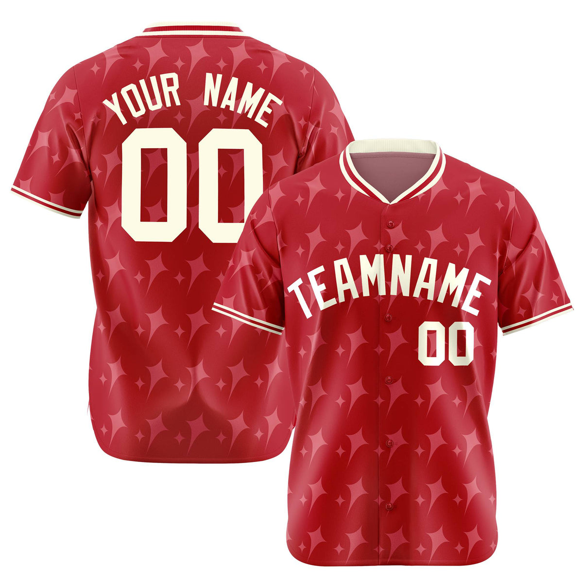 Custom Red Cream Authentic Four Pointed Baseball Jersey