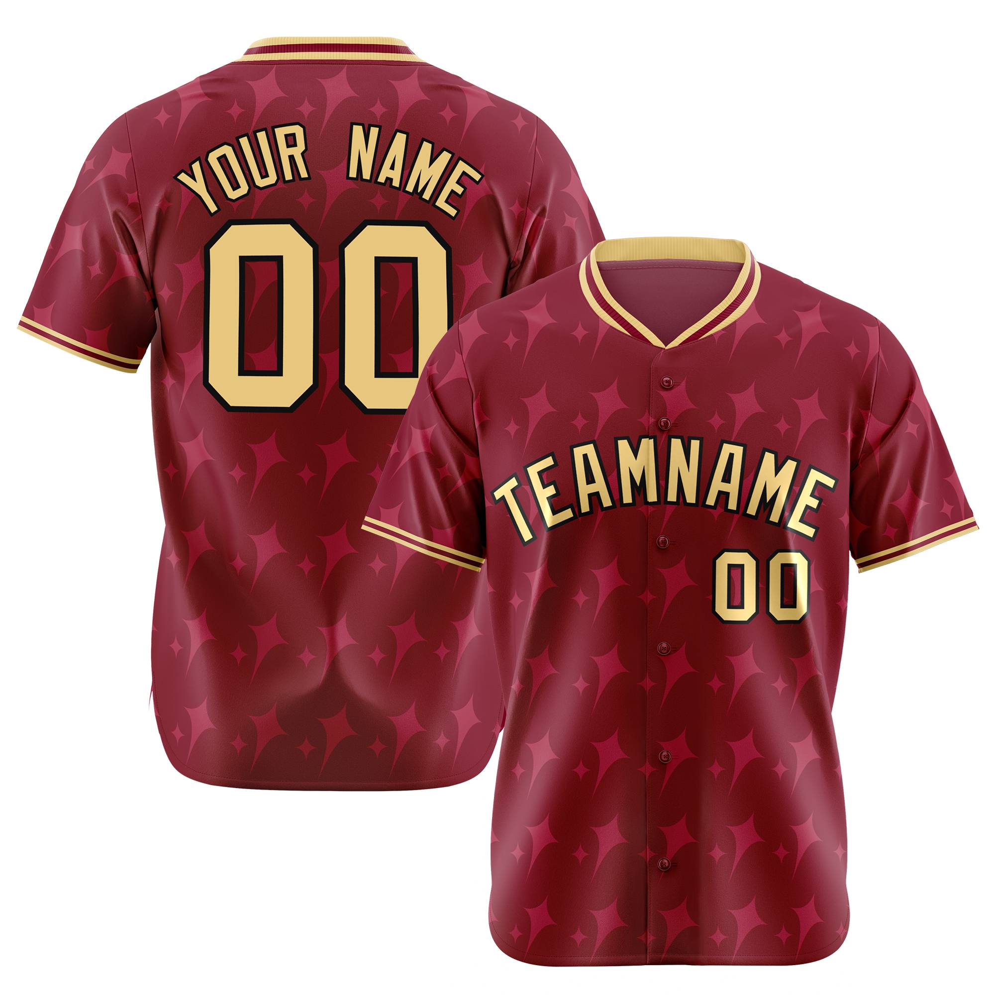 Custom Crimson Khaki Authentic Four Pointed Baseball Jersey