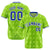 Custom Neon Green Royal Blue White Authentic Four Pointed Baseball Jersey