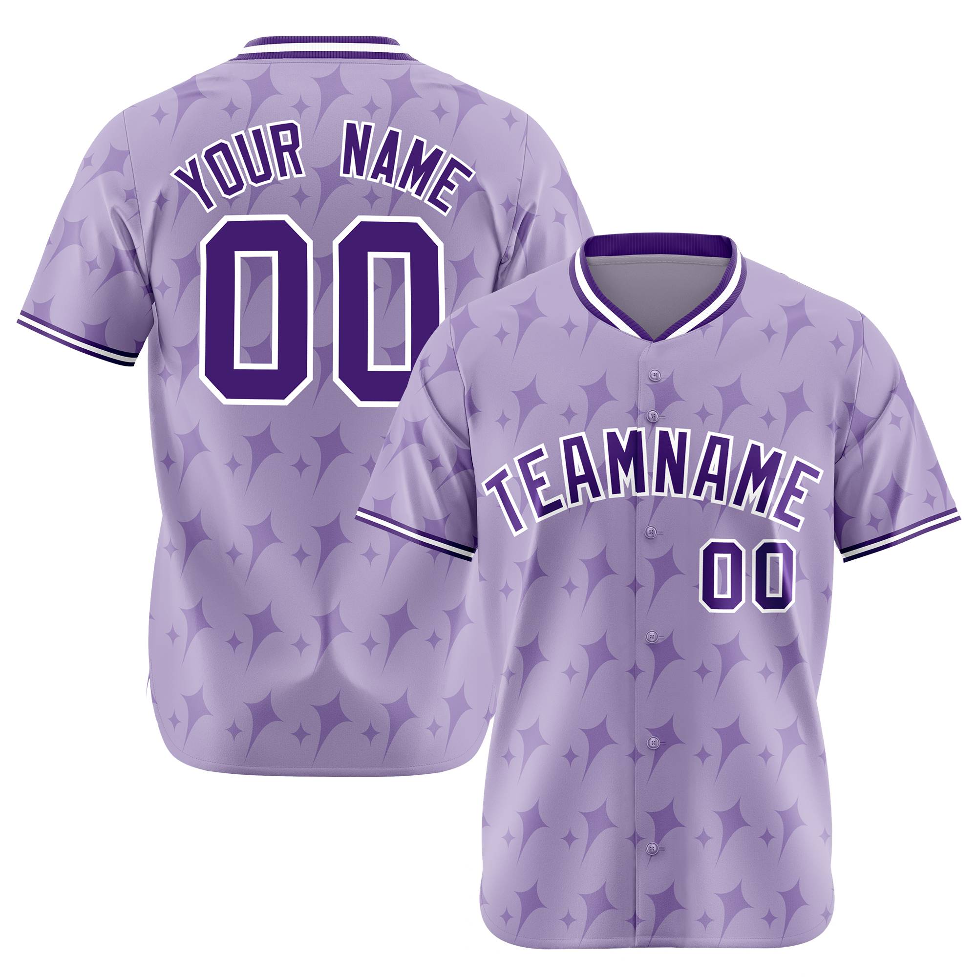 Custom Light Purple White Authentic Four Pointed Baseball Jersey