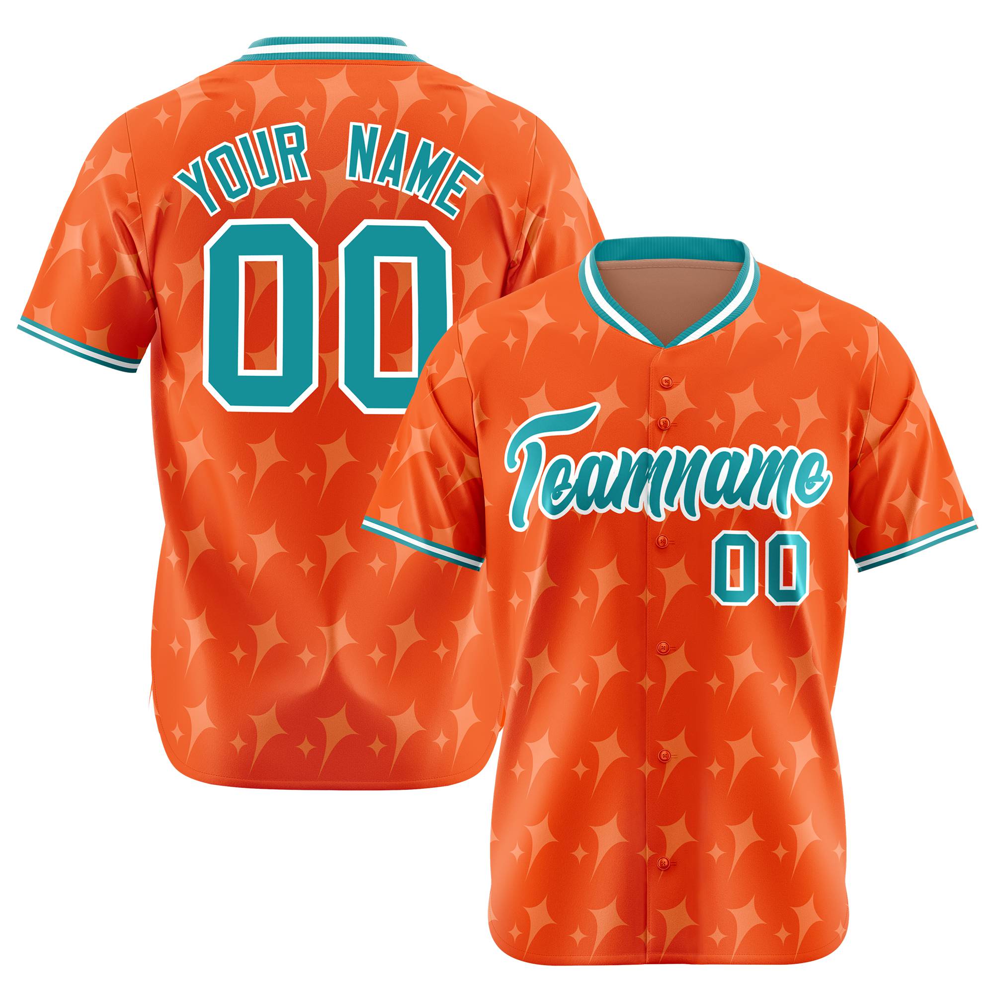 Custom Orange Aqua White Authentic Four Pointed Baseball Jersey