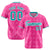 Custom Pink Aqua White Authentic Four Pointed Baseball Jersey