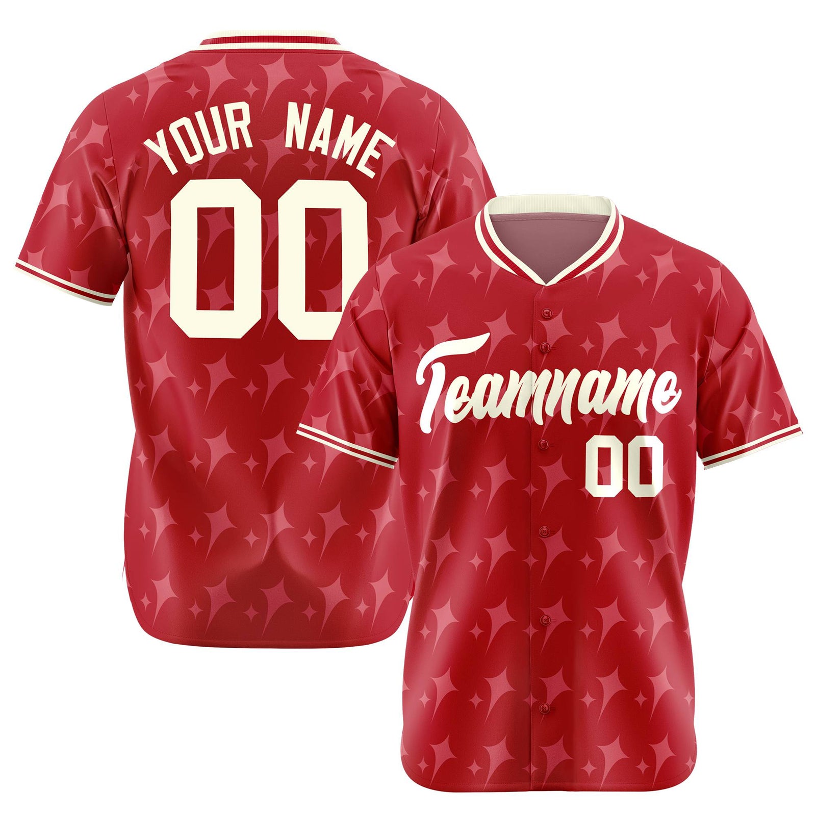 Custom Red Cream Authentic Four Pointed Baseball Jersey