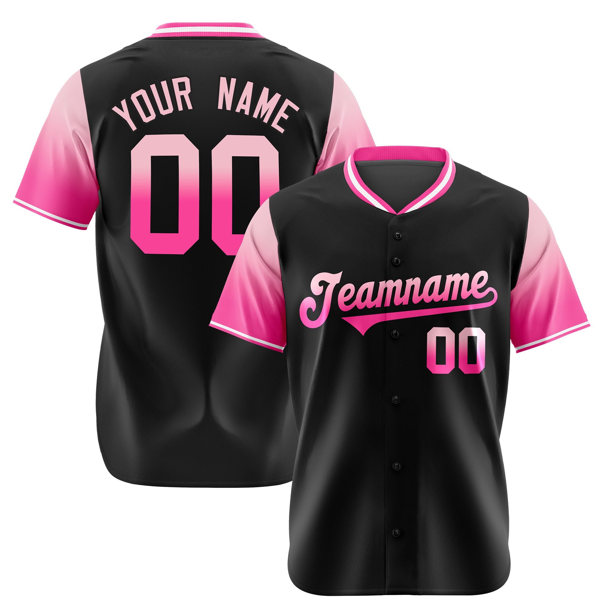 Custom Black Light Pink-Pink Gradient Fashion Authentic Baseball Jersey