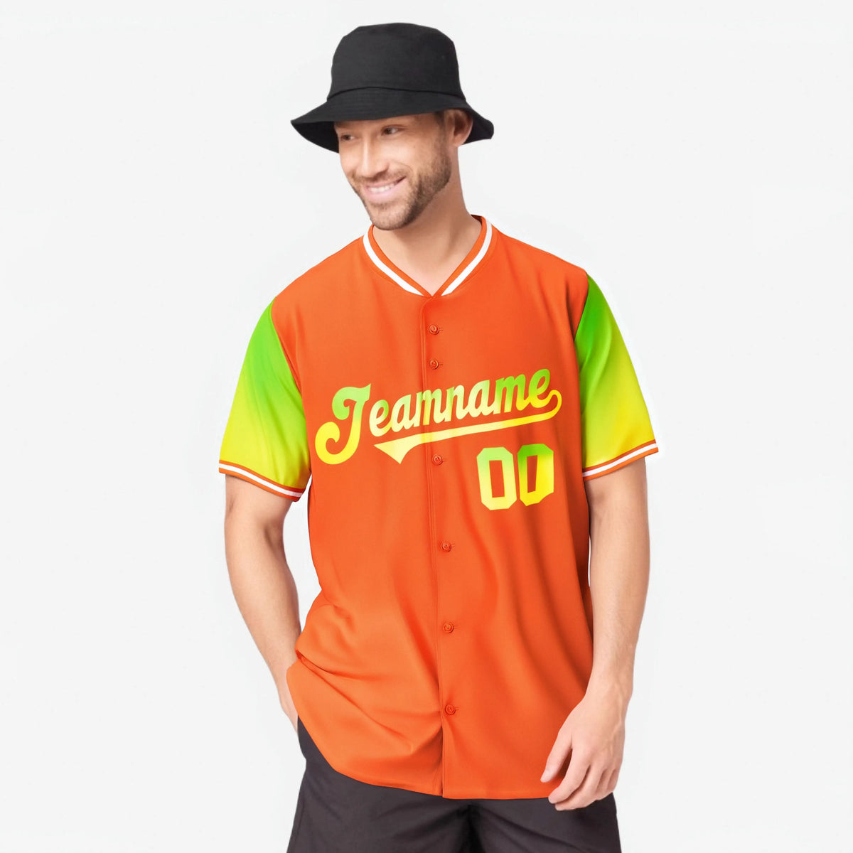 Custom Orange Neon Green-Gold Gradient Fashion Authentic Baseball Jersey