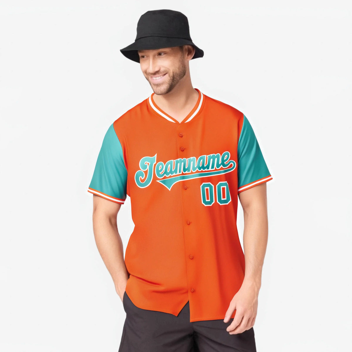 Custom Orange Aqua Gradient Fashion Authentic Baseball Jersey