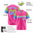 Custom Pink Neon Green-Powder Blue Gradient Fashion Authentic Baseball Jersey