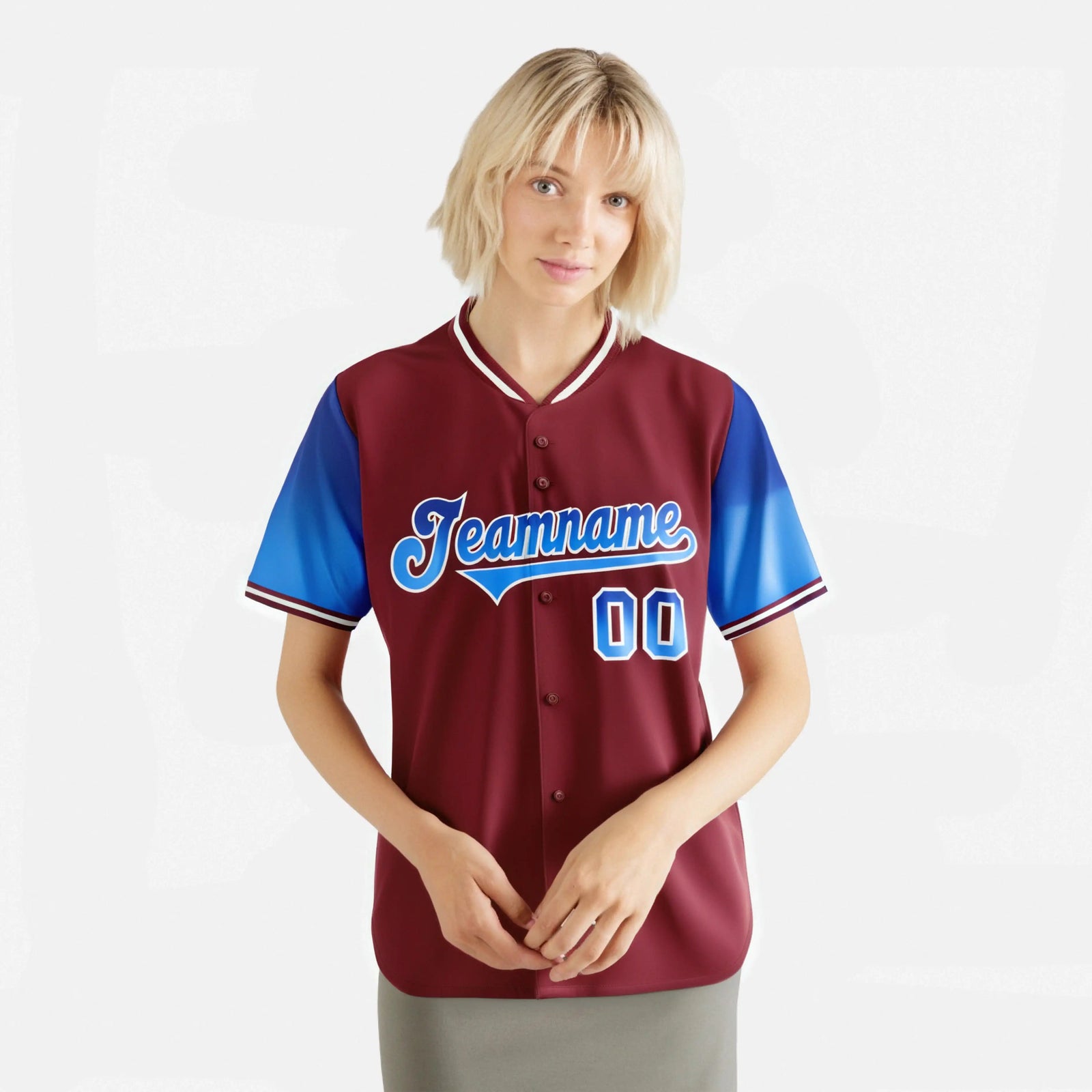 Custom Crimson Royal Blue-Blue Gradient Fashion Authentic Baseball Jersey