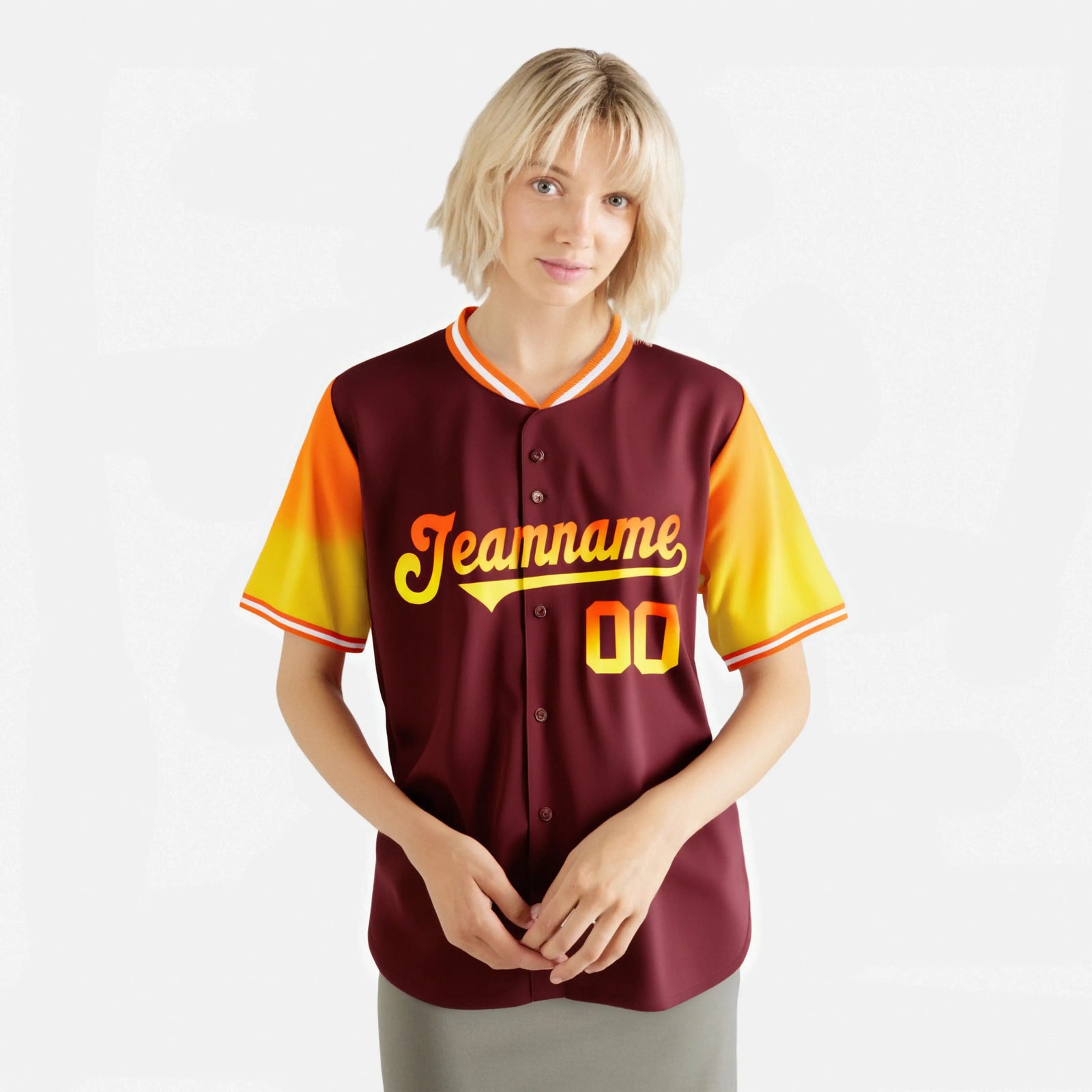 Custom Crimson Orange-Gold Gradient Fashion Authentic Baseball Jersey