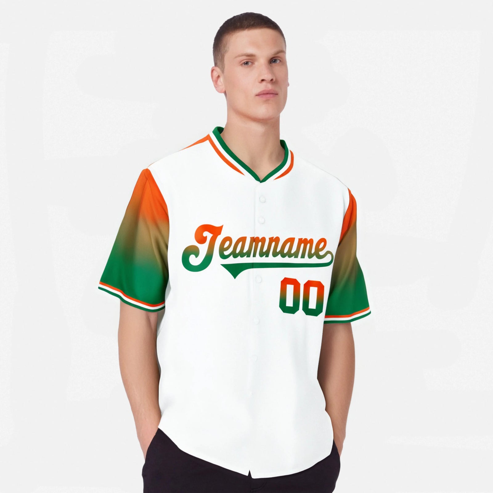 Custom White Orange-Kelly Green Gradient Fashion Authentic Baseball Jersey