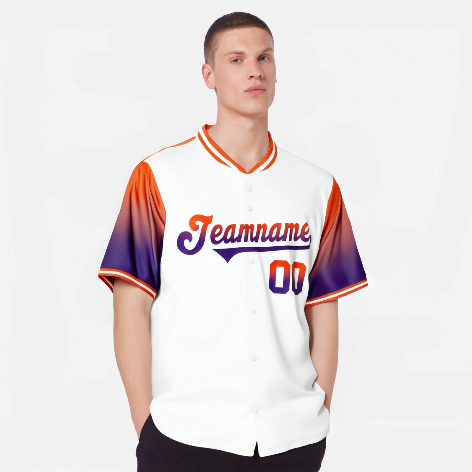 Custom White Orange-Purple Gradient Fashion Authentic Baseball Jersey