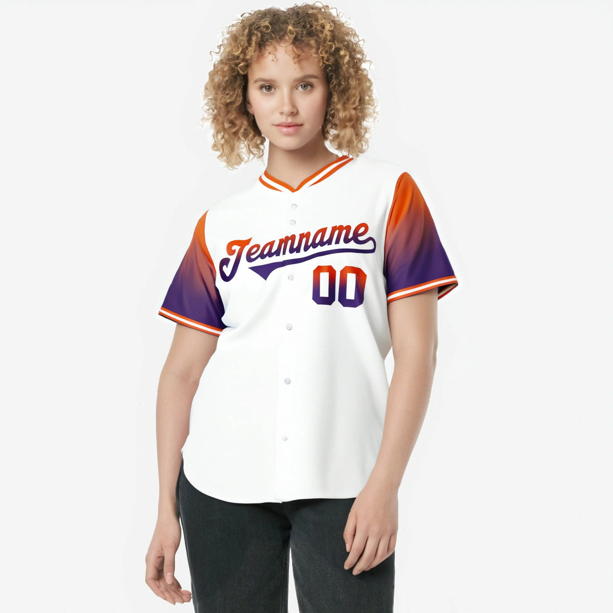 Custom White Orange-Purple Gradient Fashion Authentic Baseball Jersey
