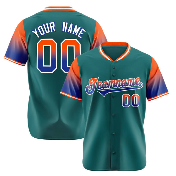 Custom Aqua Orange-Royal Blue Gradient Fashion Authentic Baseball Jersey