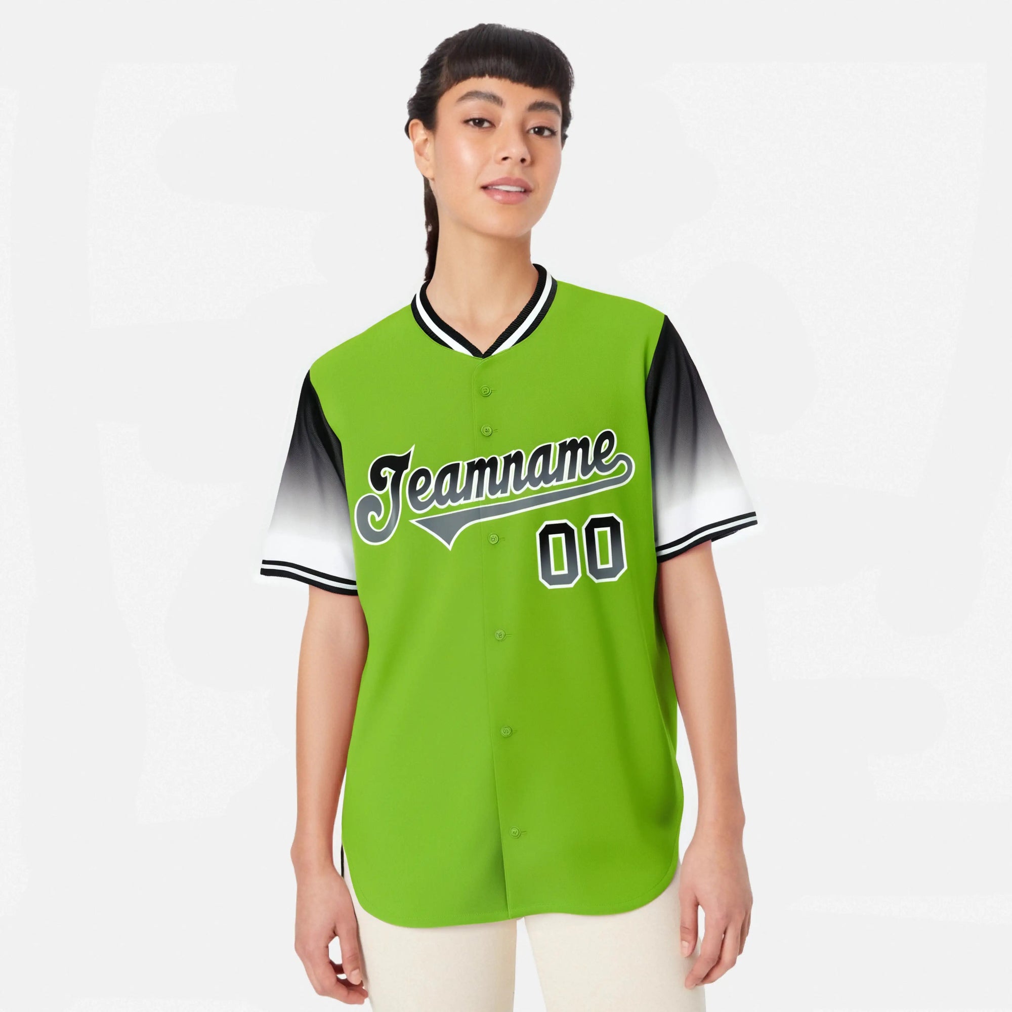 Custom Neon Green Dark Gray-Gray Gradient Fashion Authentic Baseball Jersey