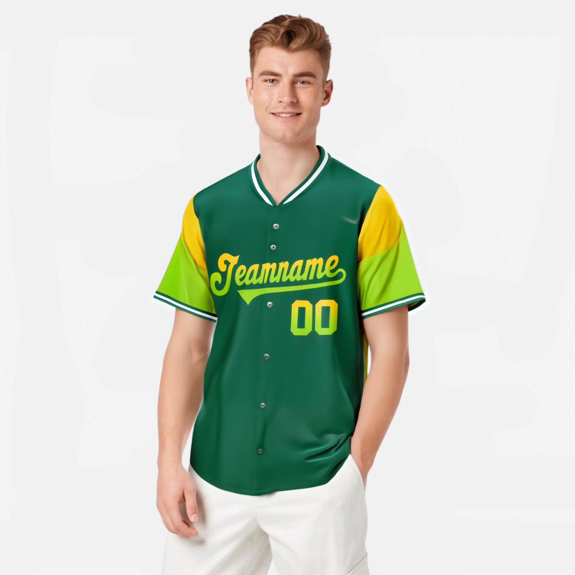 Custom Green Gold-Neon Green Gradient Fashion Authentic Baseball Jersey