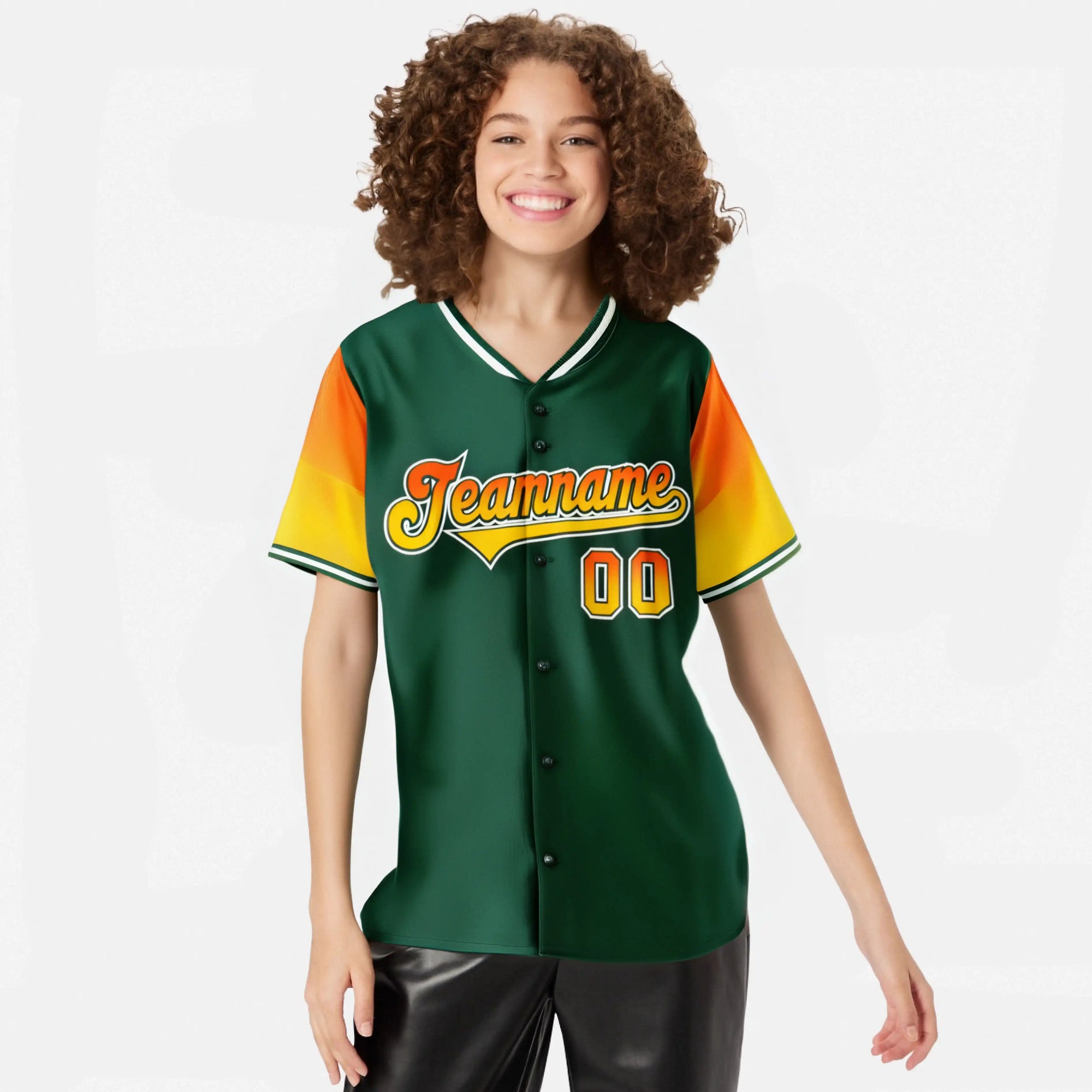 Custom Green Orange-Gold Gradient Fashion Authentic Baseball Jersey