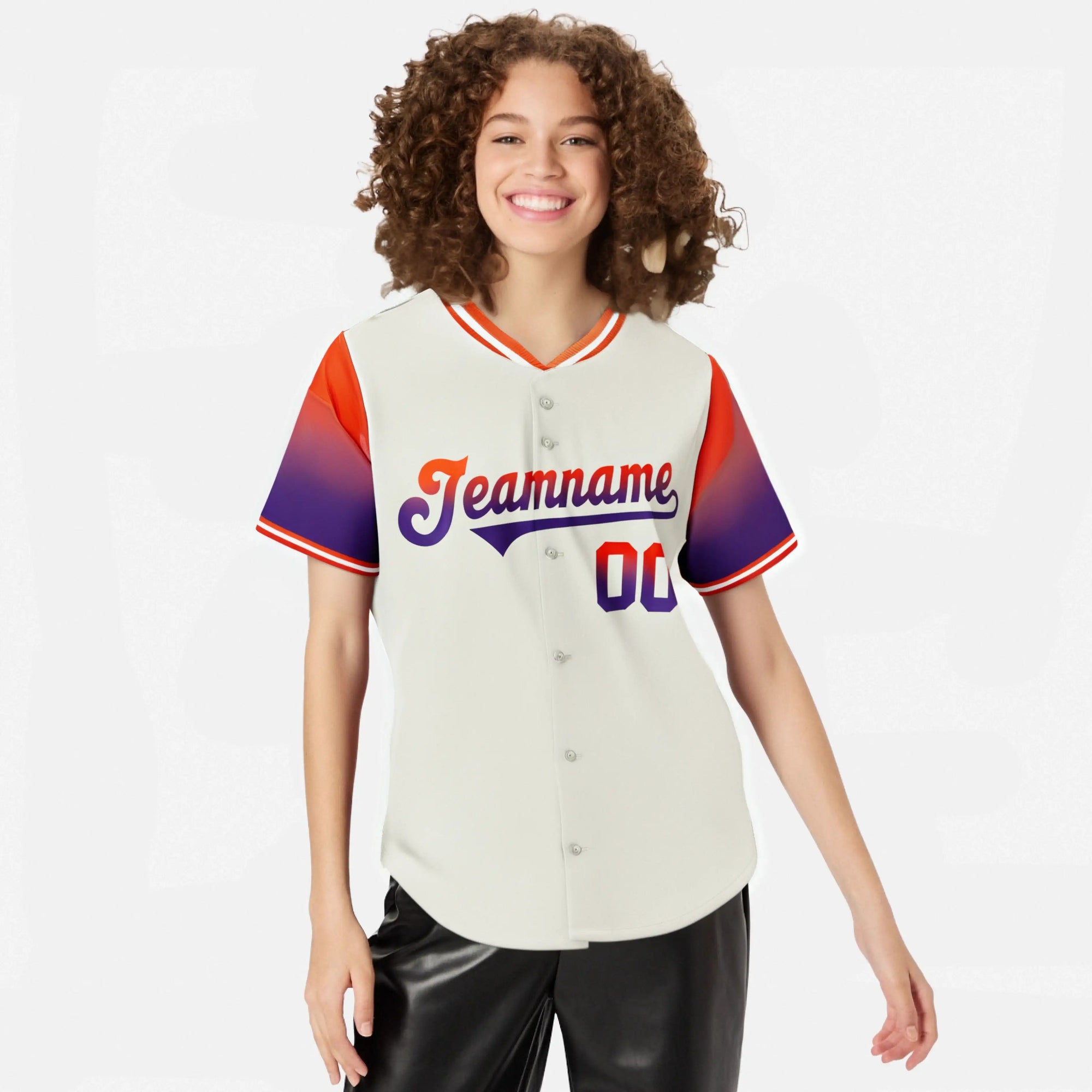 Custom Cream Orange-Purple Gradient Fashion Authentic Baseball Jersey