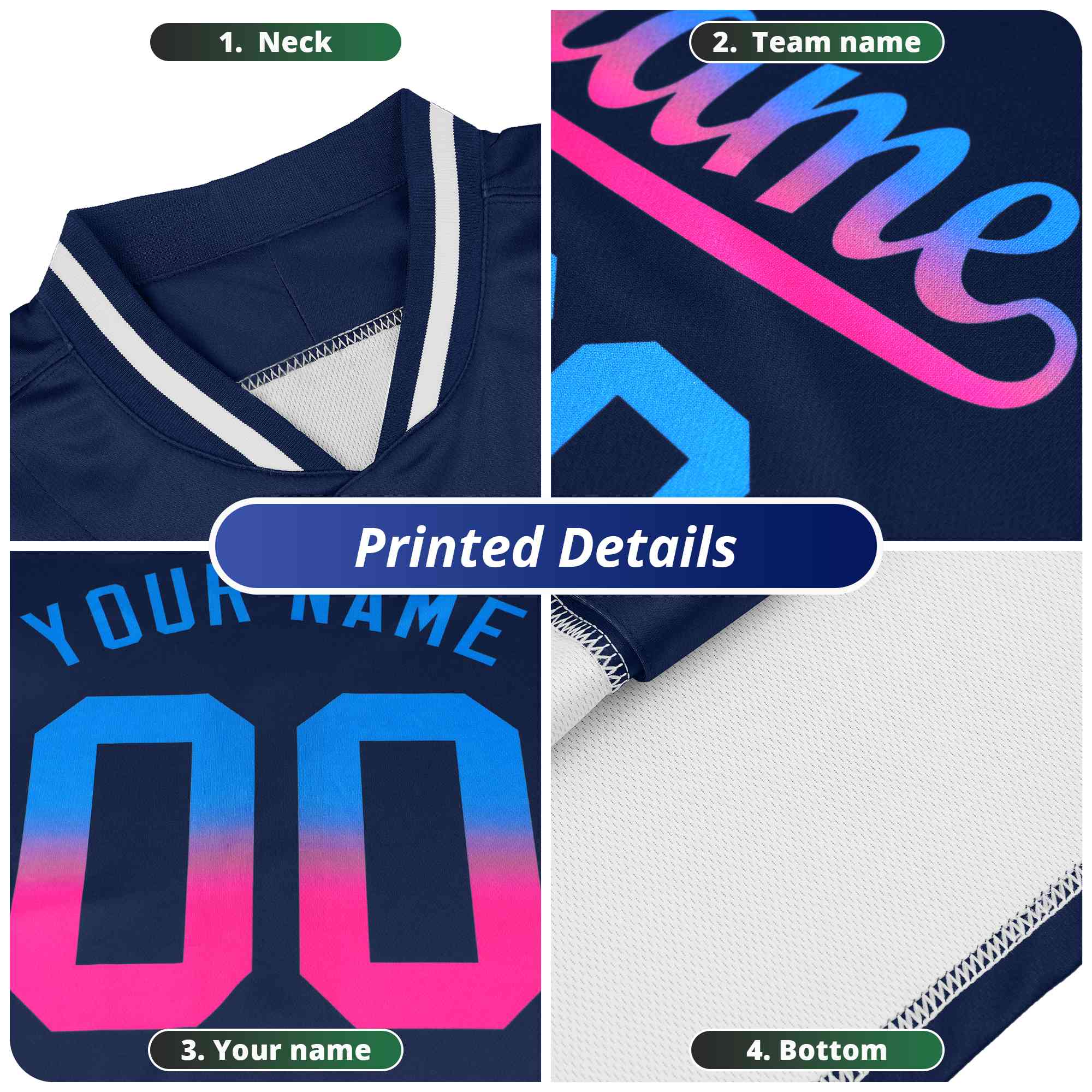 Custom Black Powder Blue-Blue Gradient Fashion Authentic Baseball Jersey