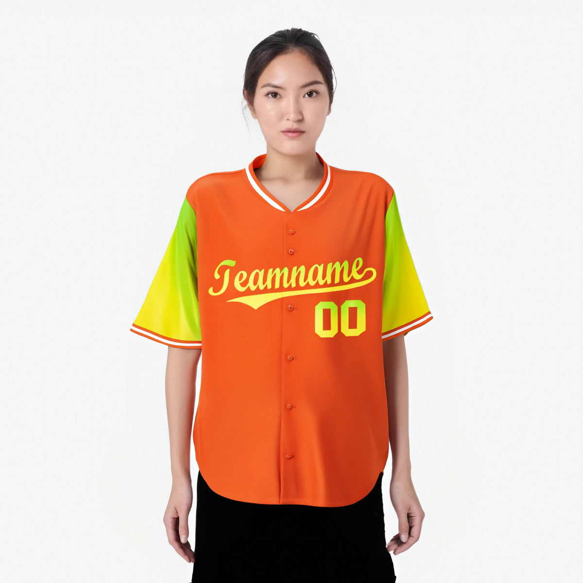 Custom Orange Neon Green-Gold Gradient Fashion Authentic Baseball Jersey