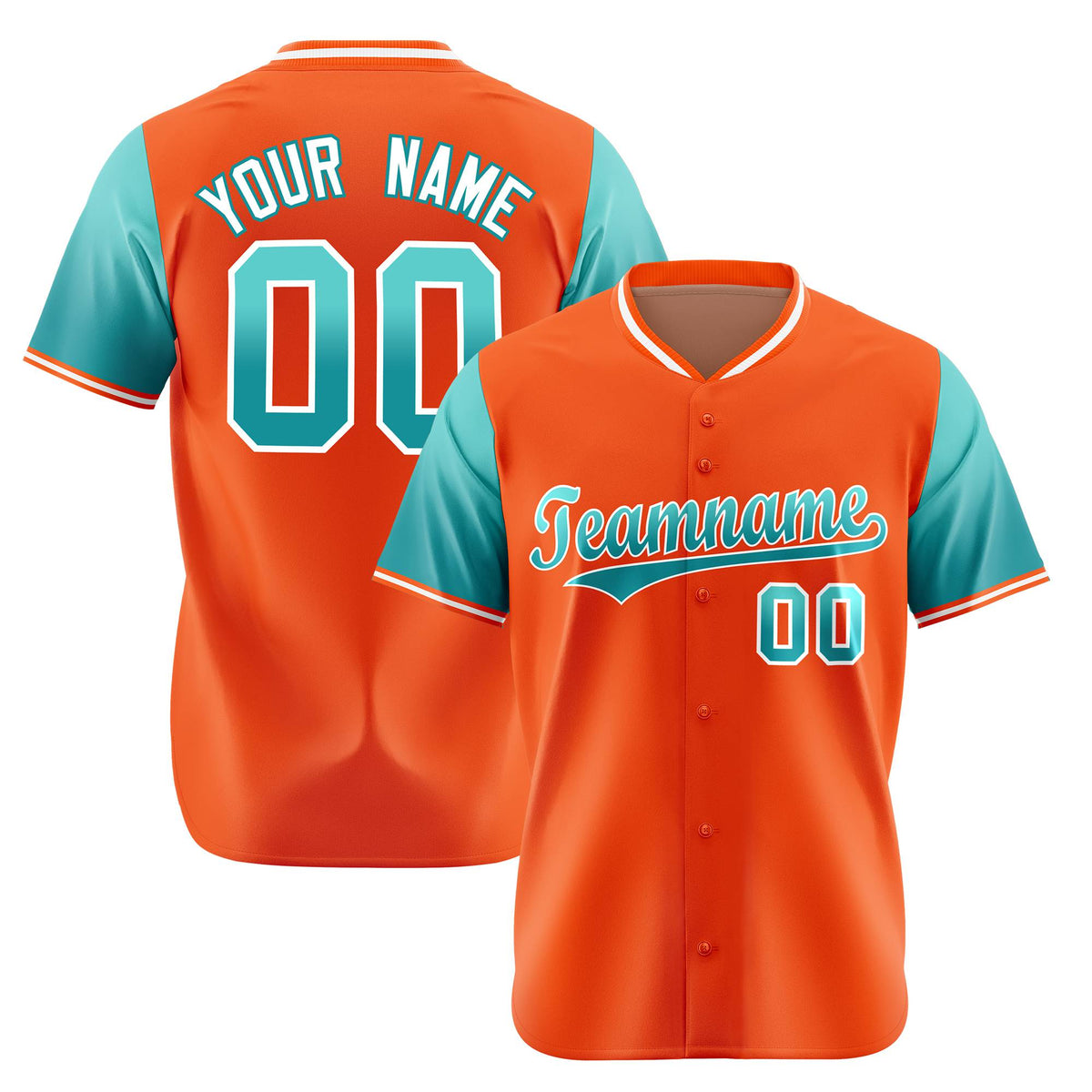 Custom Orange Aqua Gradient Fashion Authentic Baseball Jersey