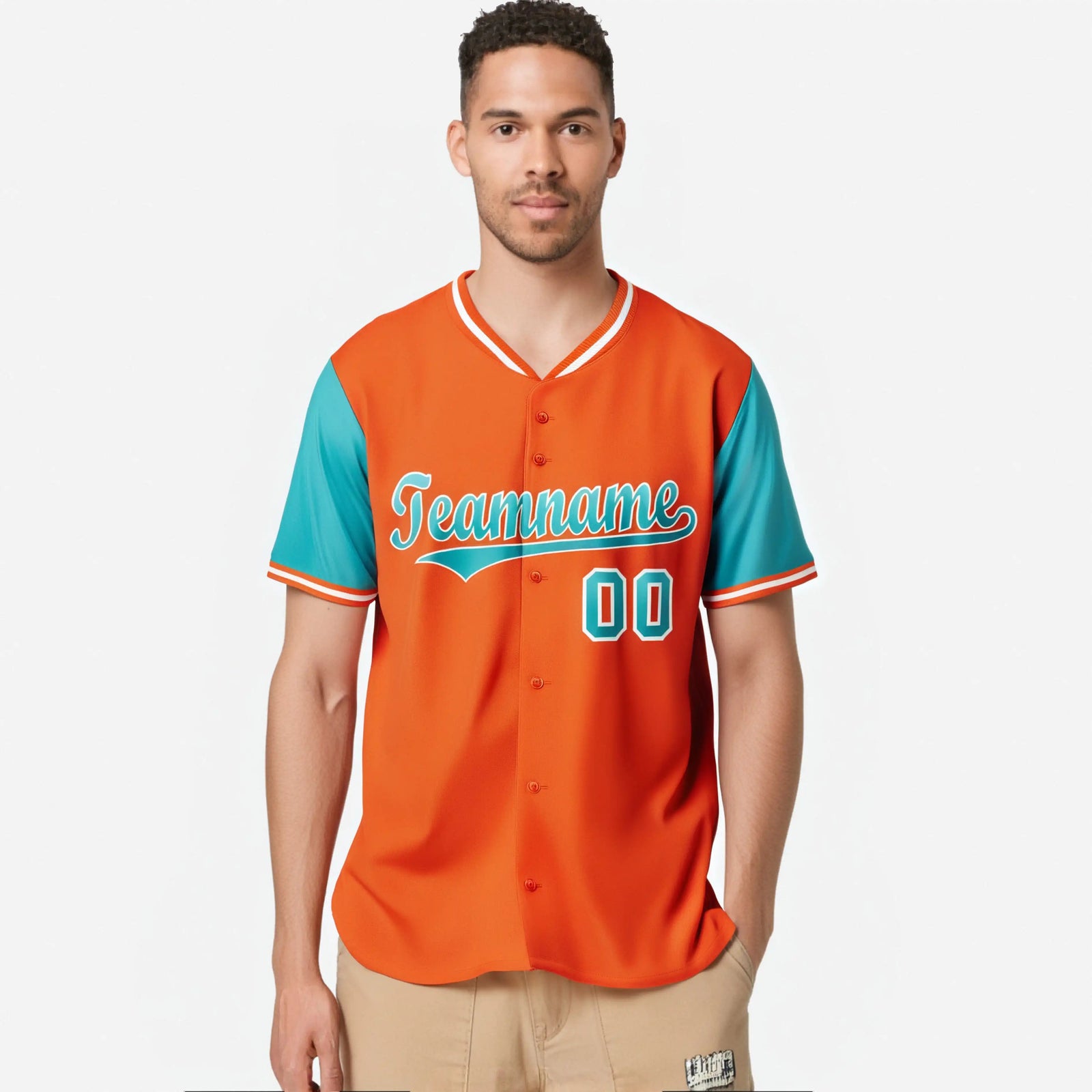 Custom Orange Aqua Gradient Fashion Authentic Baseball Jersey