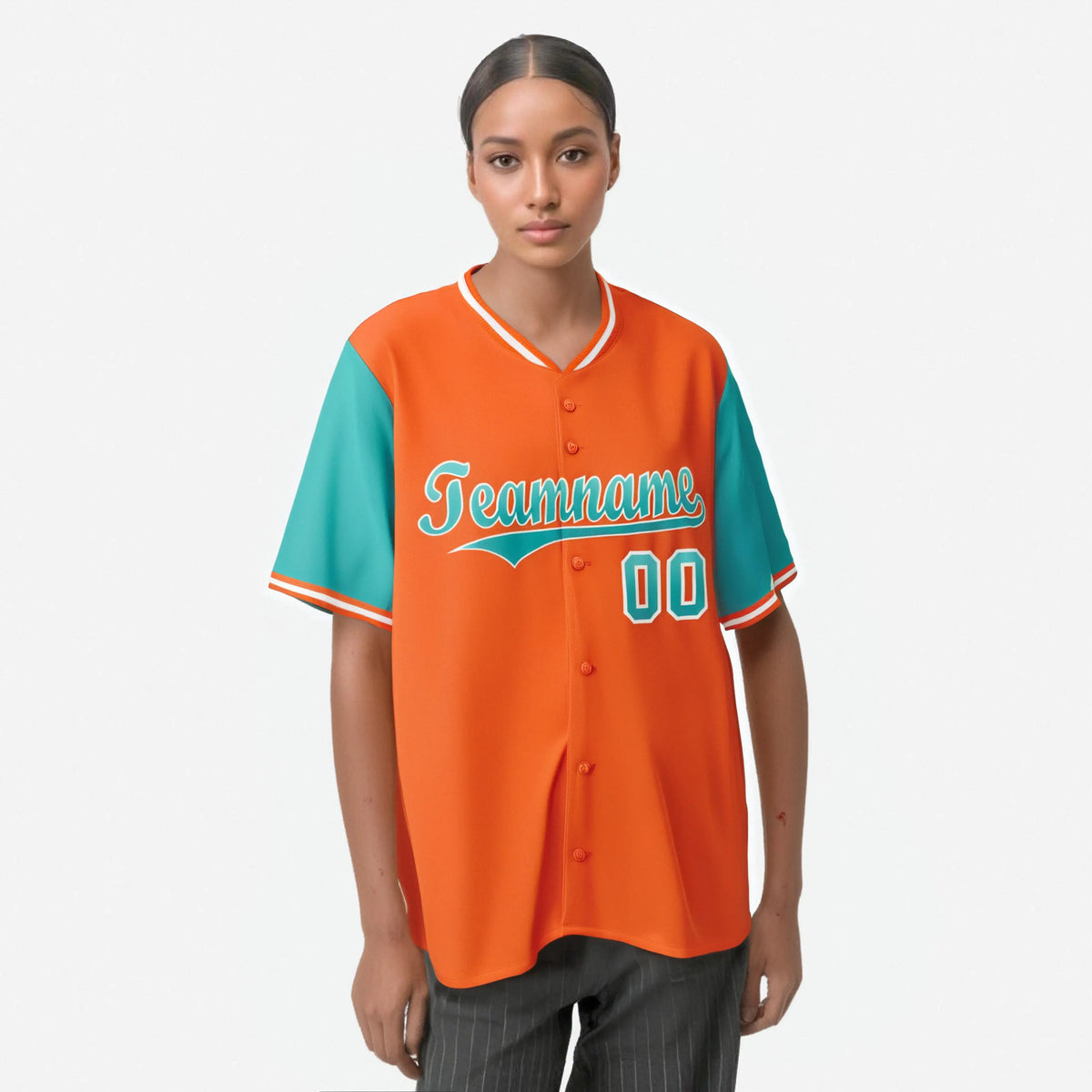 Custom Orange Aqua Gradient Fashion Authentic Baseball Jersey