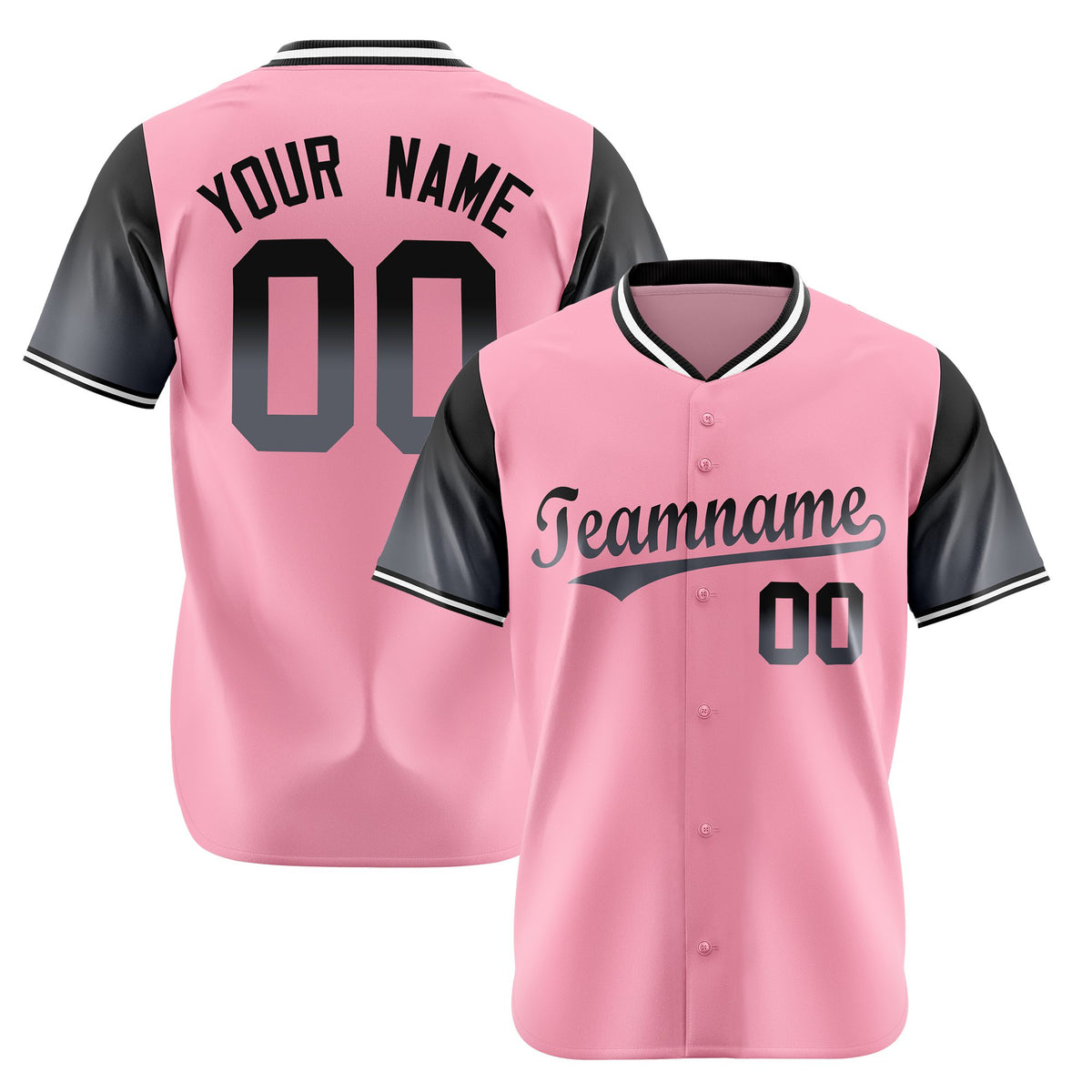 Custom Light Pink Black Gradient Fashion Authentic Baseball Jersey